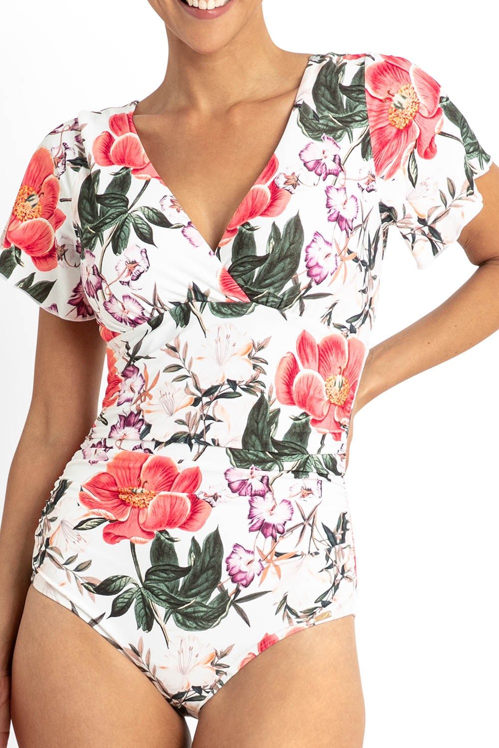 Paige Flutter Sleeve One Piece-White