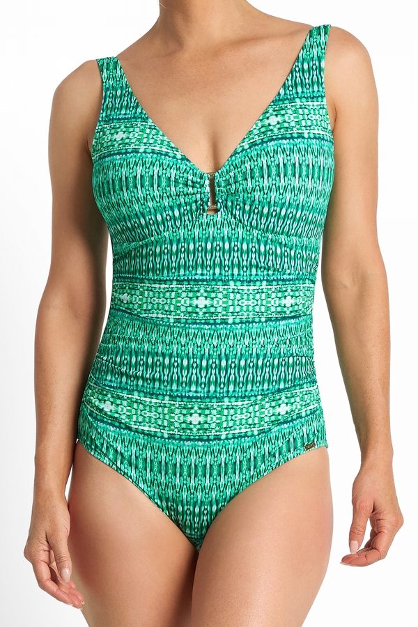 Portugal Buckle Ruched One Piece Green