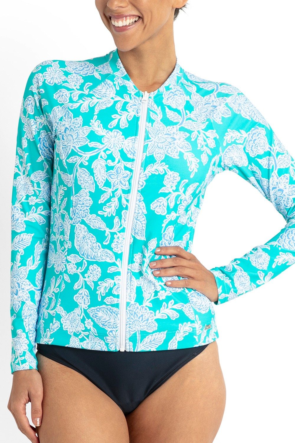 Jantzen Esperance Zip Front Rash Vest Aqua