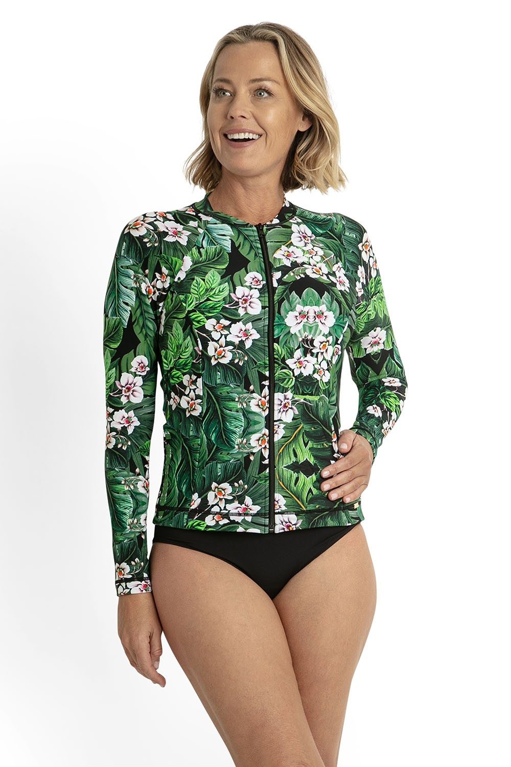 Jantzen Select Zip Front Rash Vest-Black