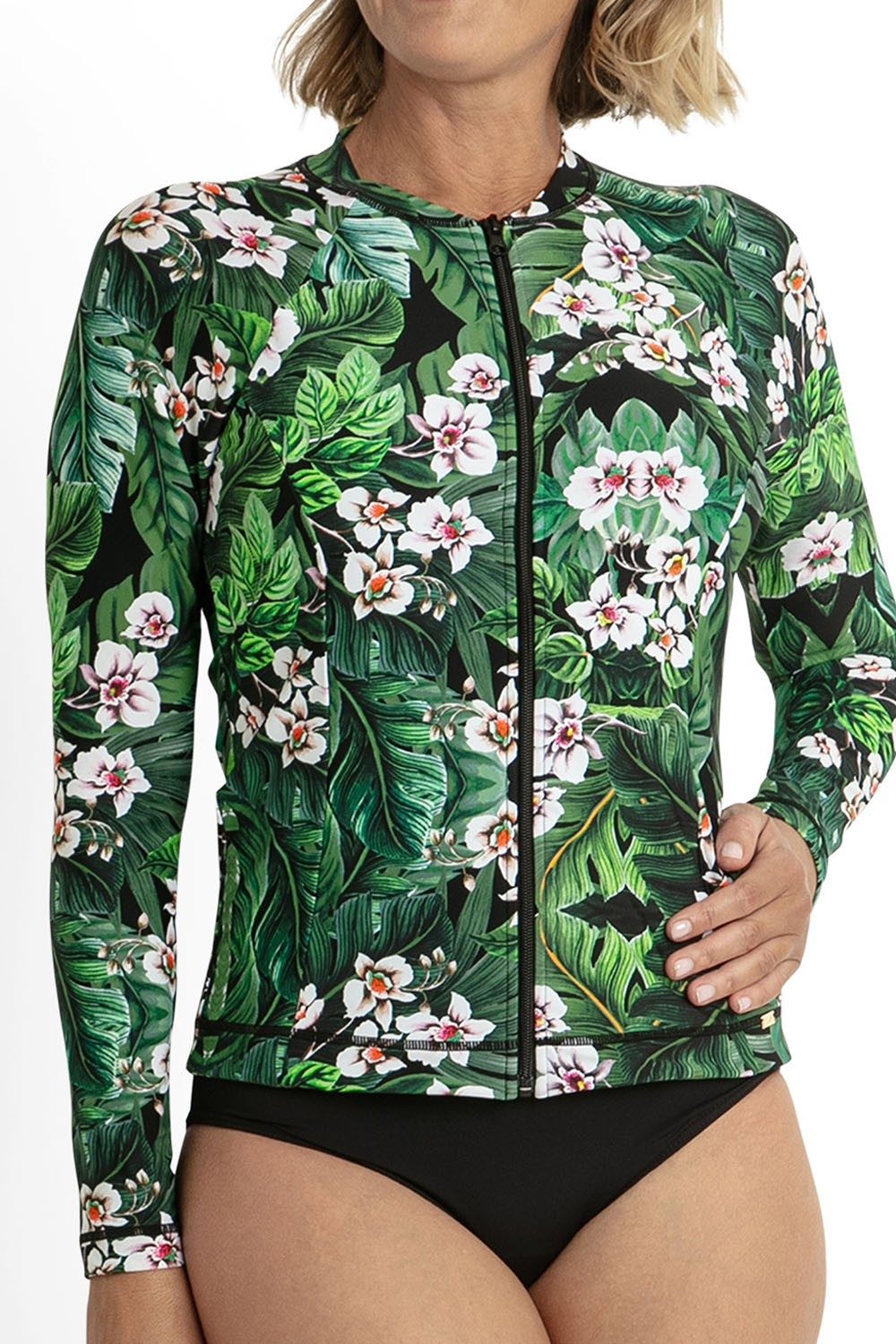 Jantzen Select Zip Front Rash Vest-Black