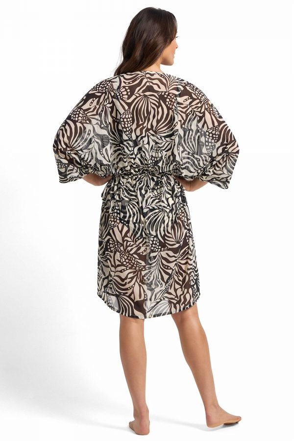 Seashells Gathered Midi Mesh Dress