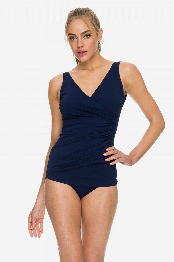 Poolproof Saltbeach Pintuck Mastectomy Swimsuit - Navy