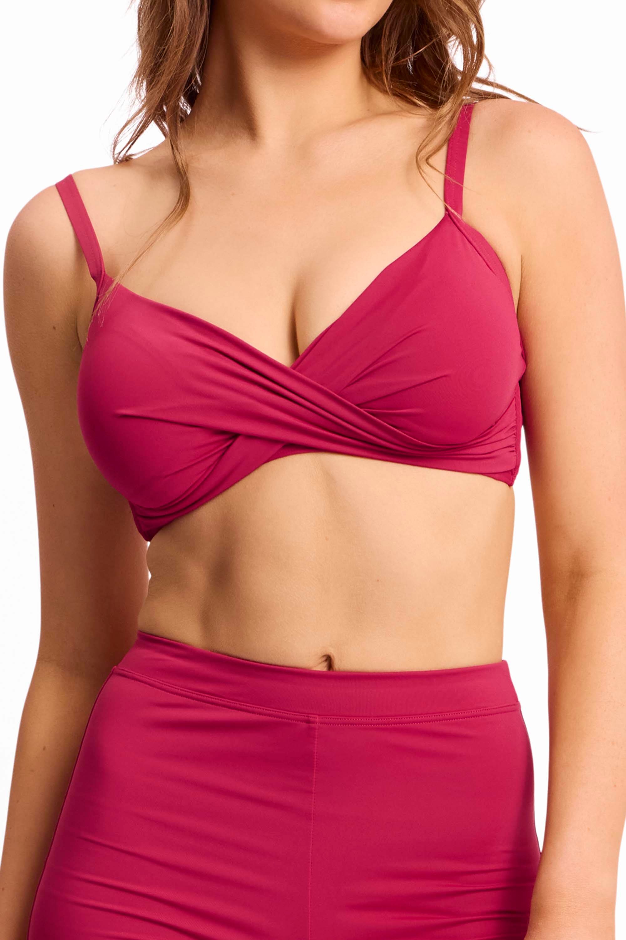 Basix Twist Front Bralette-Sangria