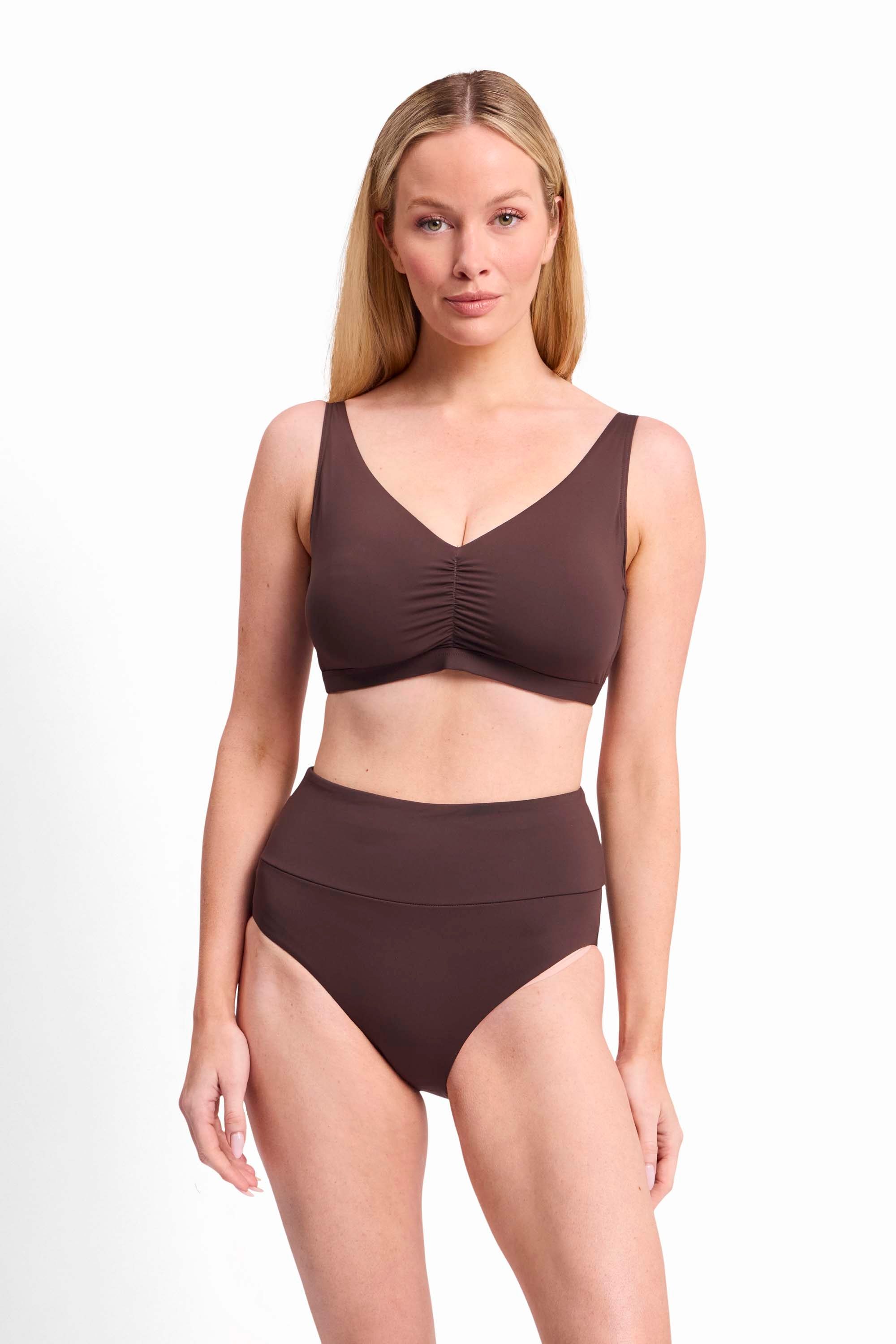 Basix F-G Ruched Bikini Top-Coco