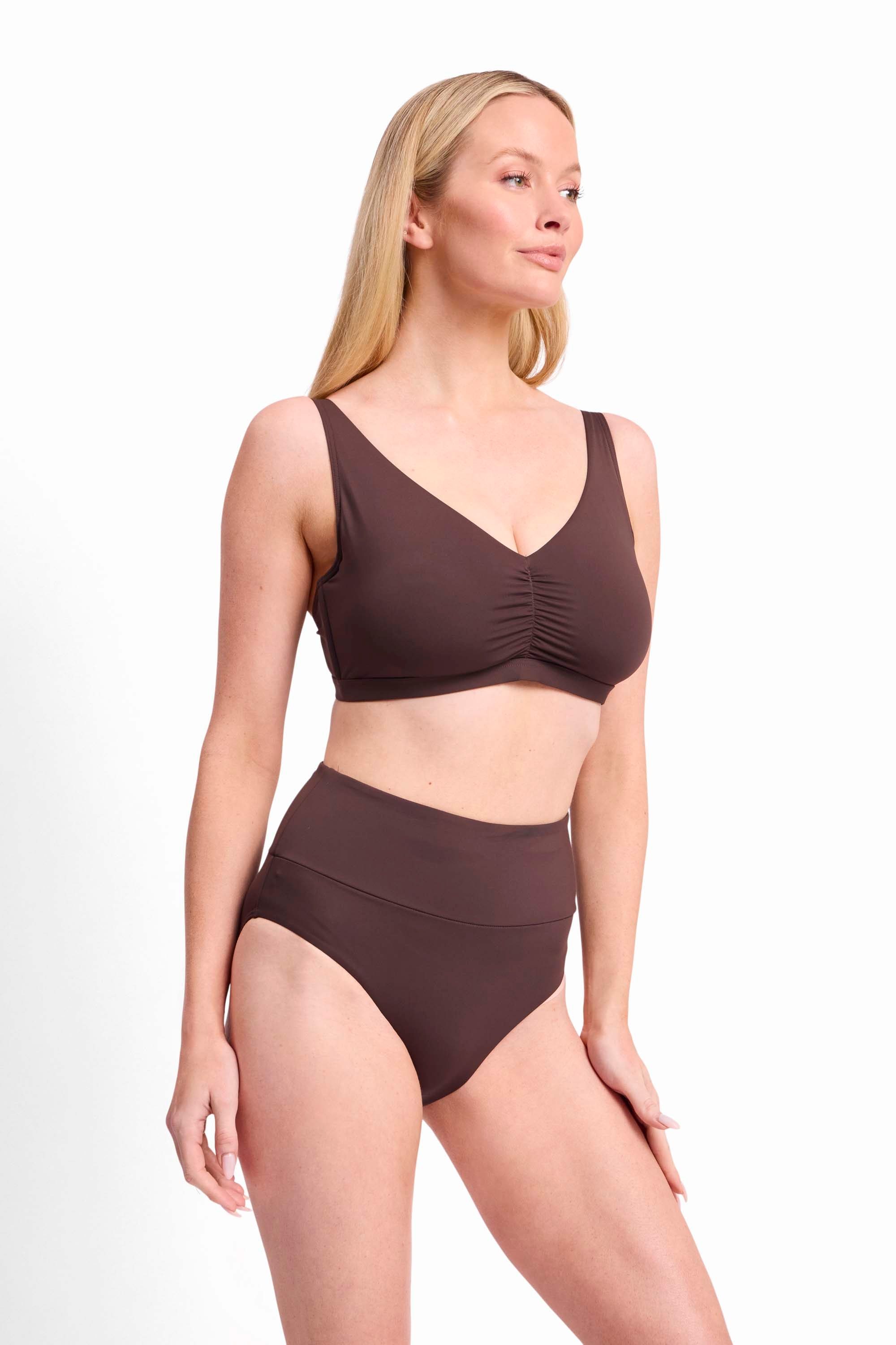 Basix F-G Ruched Bikini Top-Coco