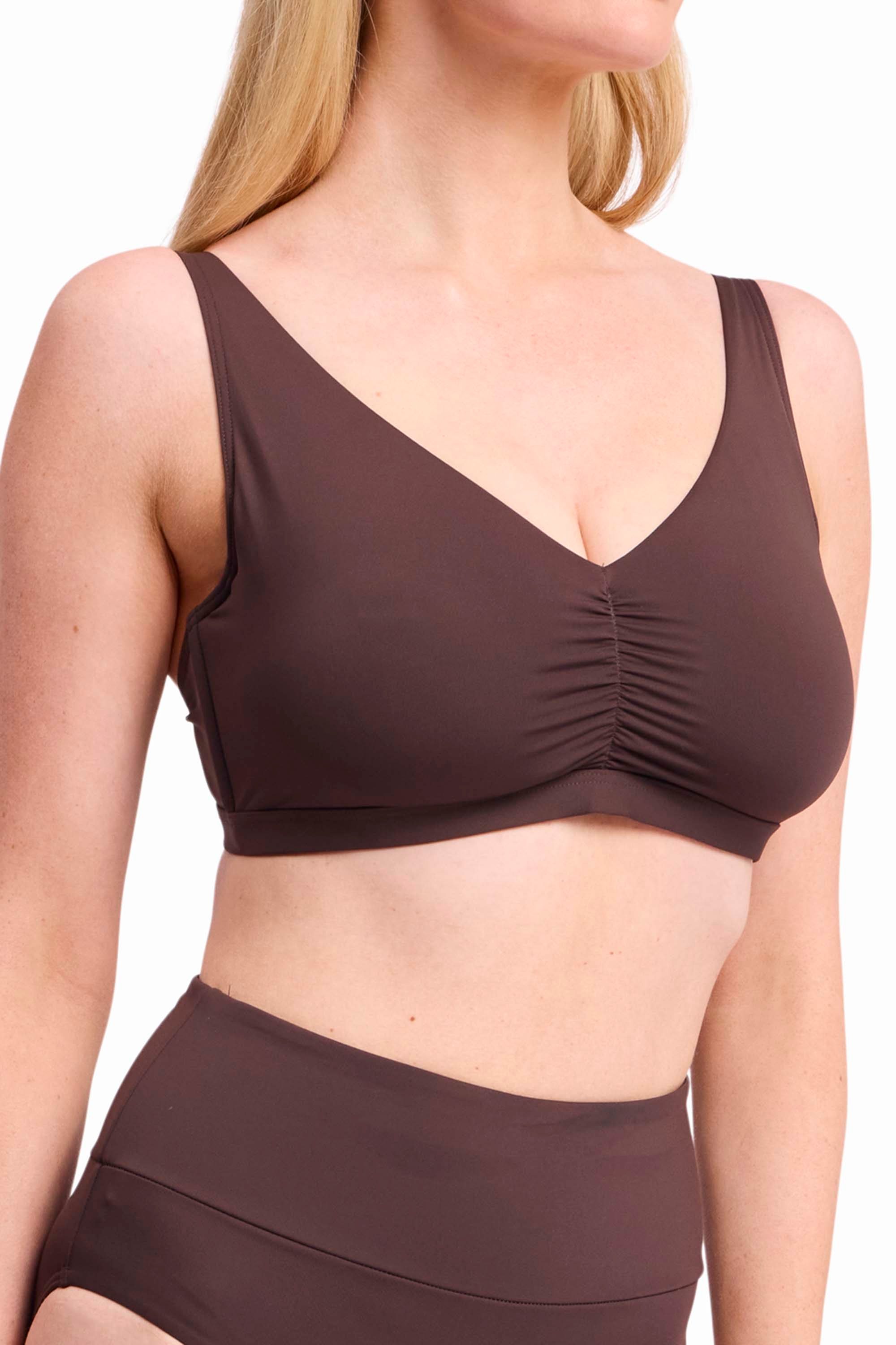 Basix F-G Ruched Bikini Top-Coco