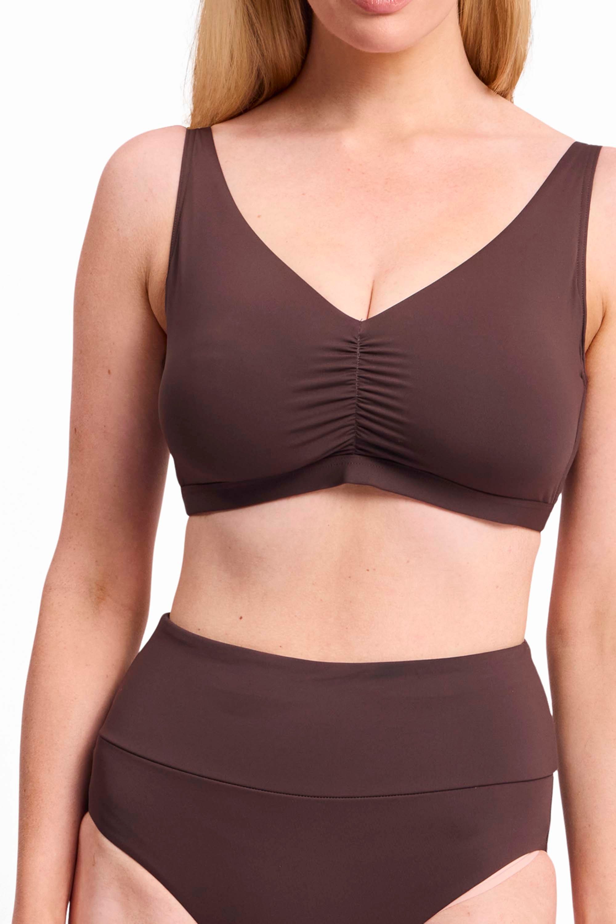 Basix F-G Ruched Bikini Top-Coco