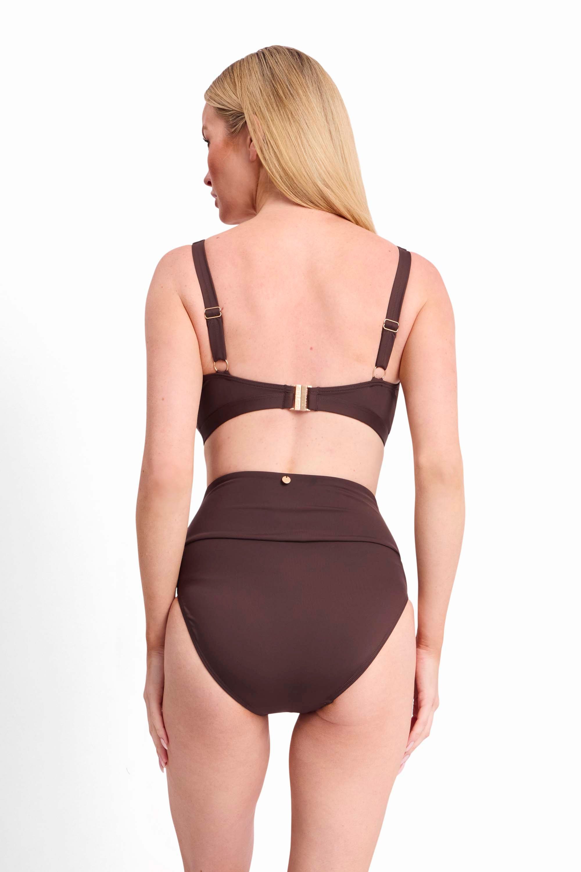 Basix F-G Ruched Bikini Top-Coco