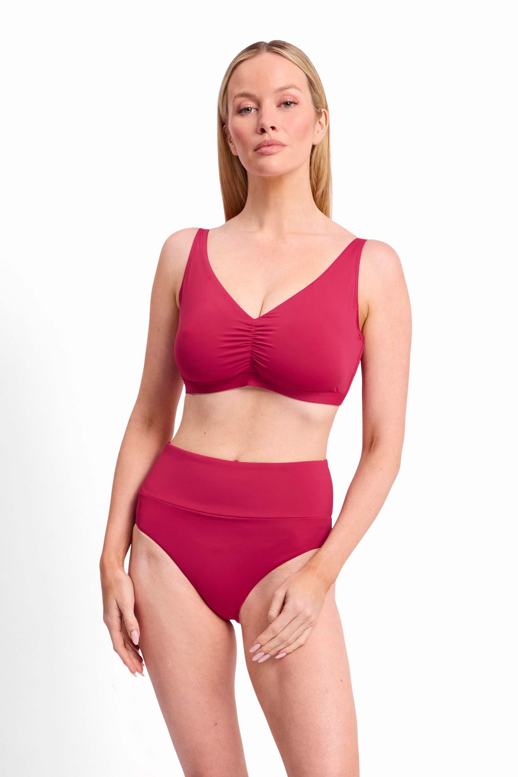 Basix F-G Ruched Bikini Top-Sangria