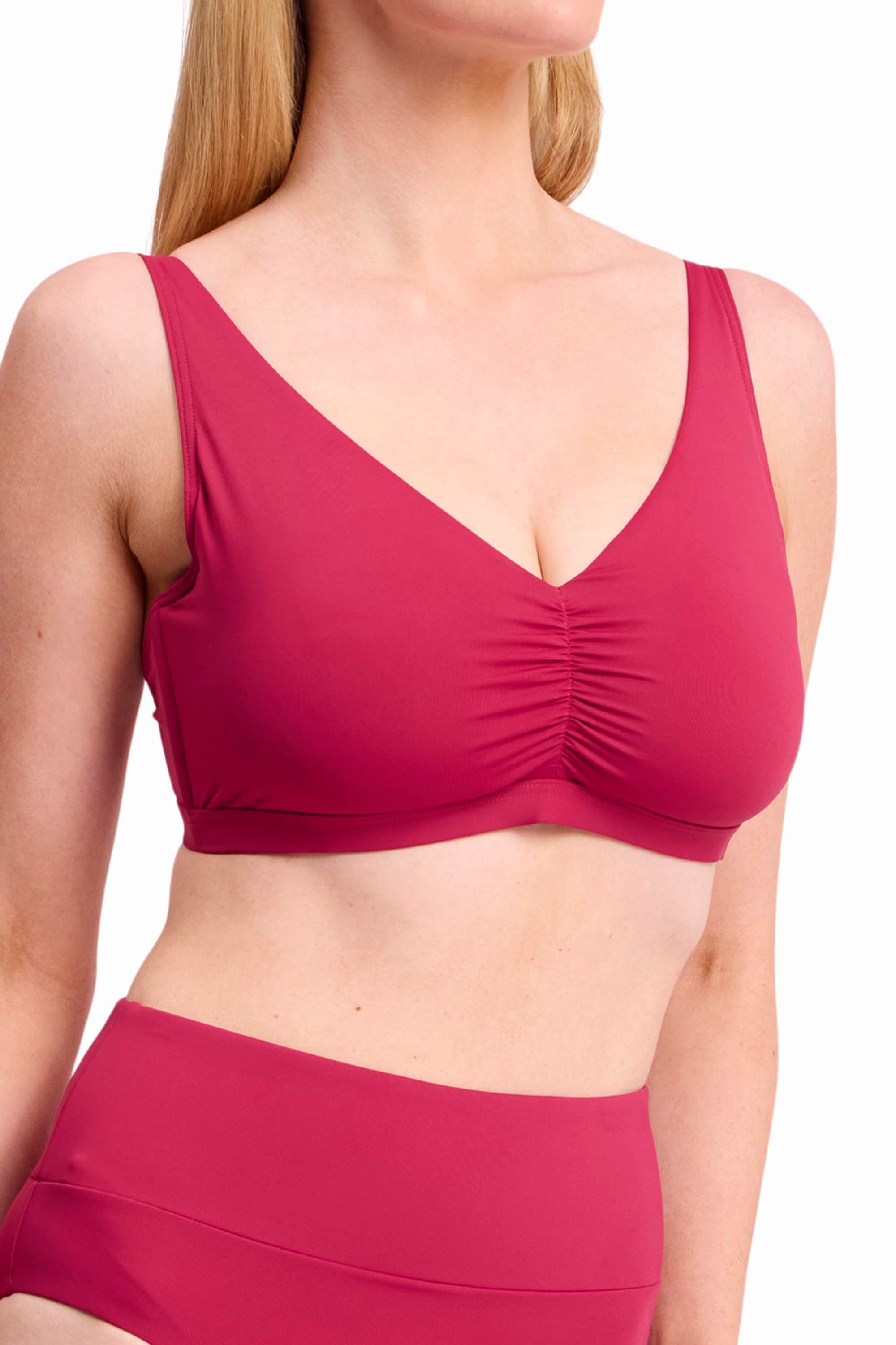 Basix F-G Ruched Bikini Top-Sangria