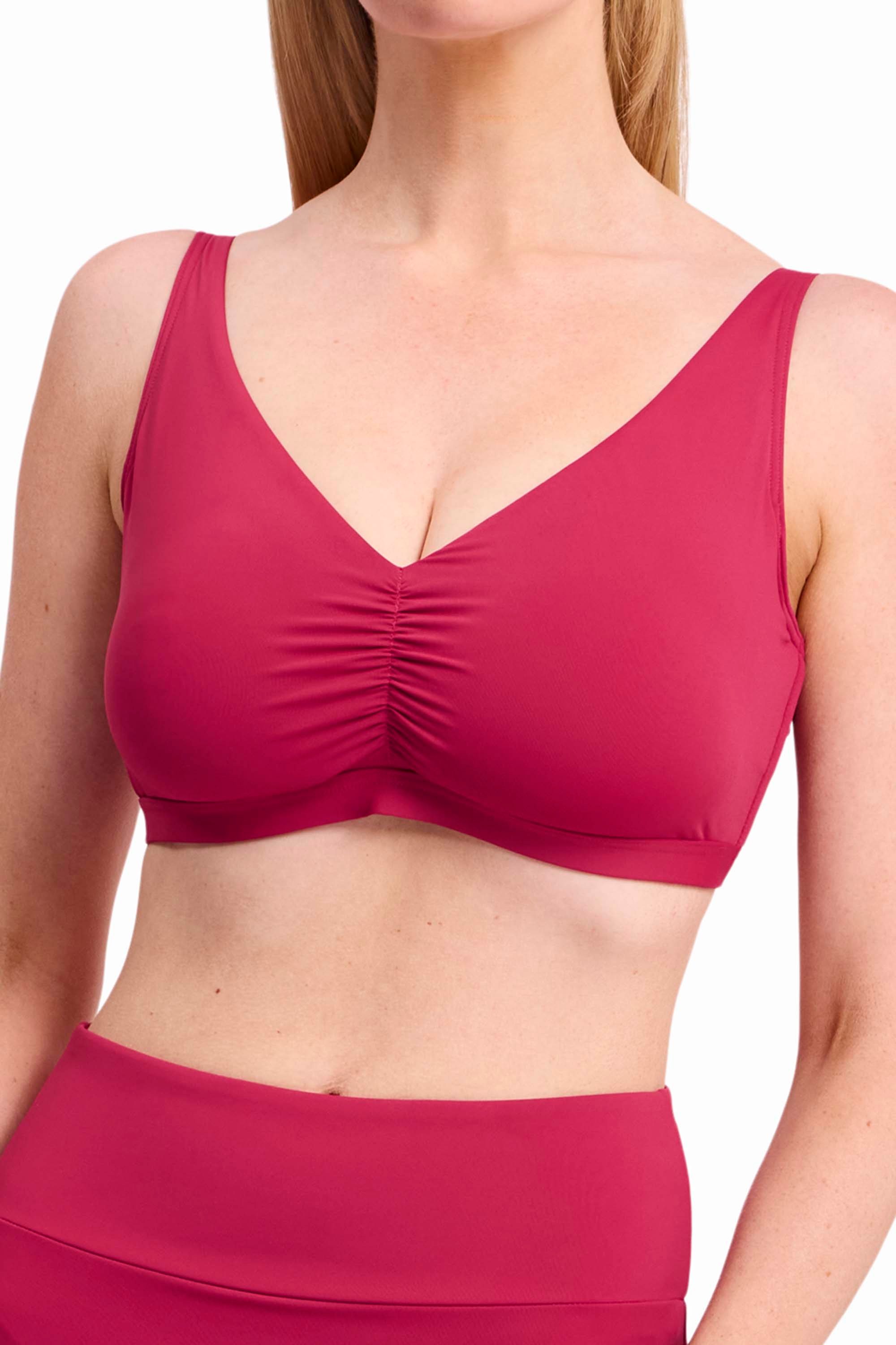 Basix F-G Ruched Bikini Top-Sangria