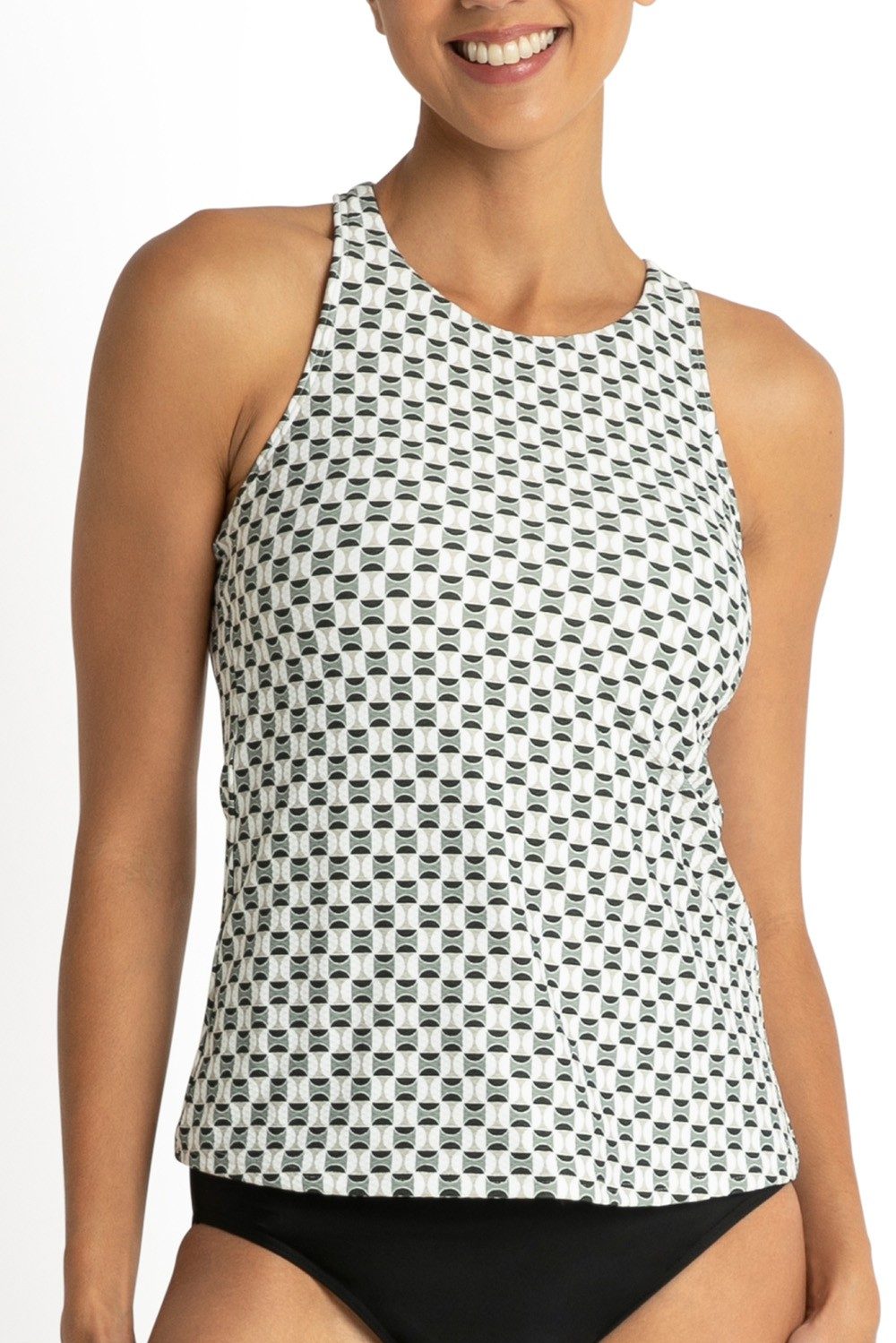 Crete High Neck Singlet-Forest