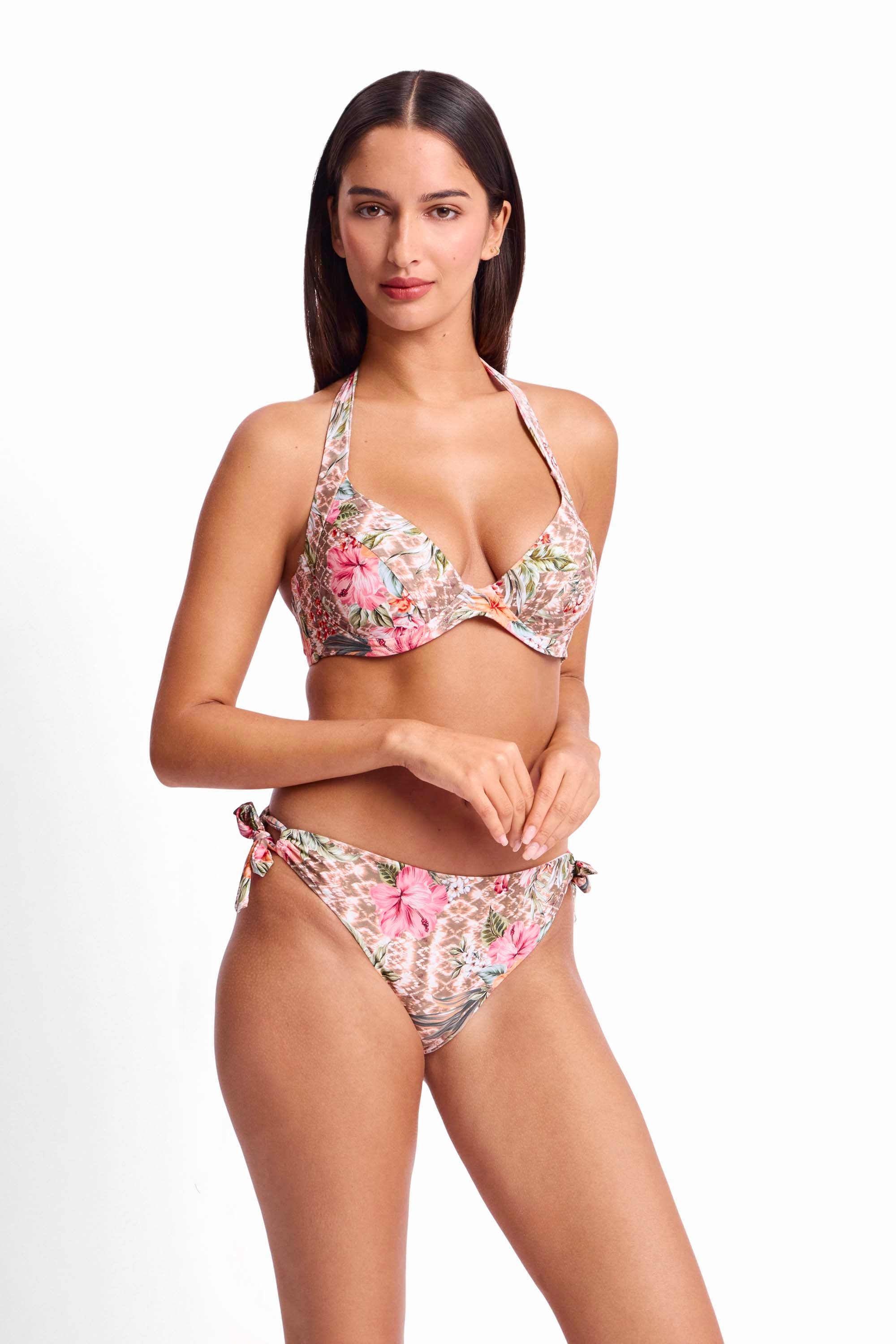 Mai Tai Moulded Halter Bra-Mocha