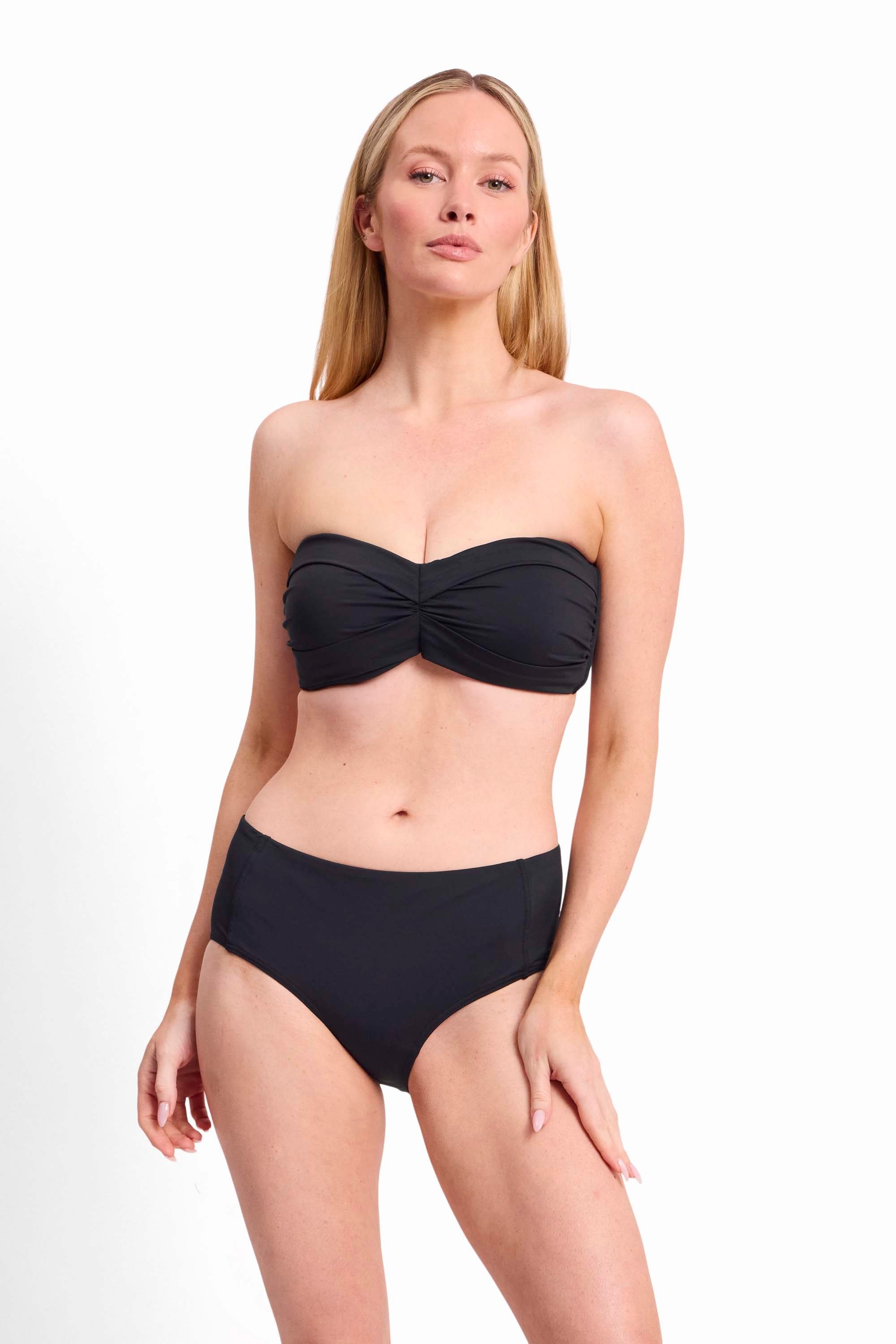Basix D-DD Wrap Bandeau Bikini Top-Black