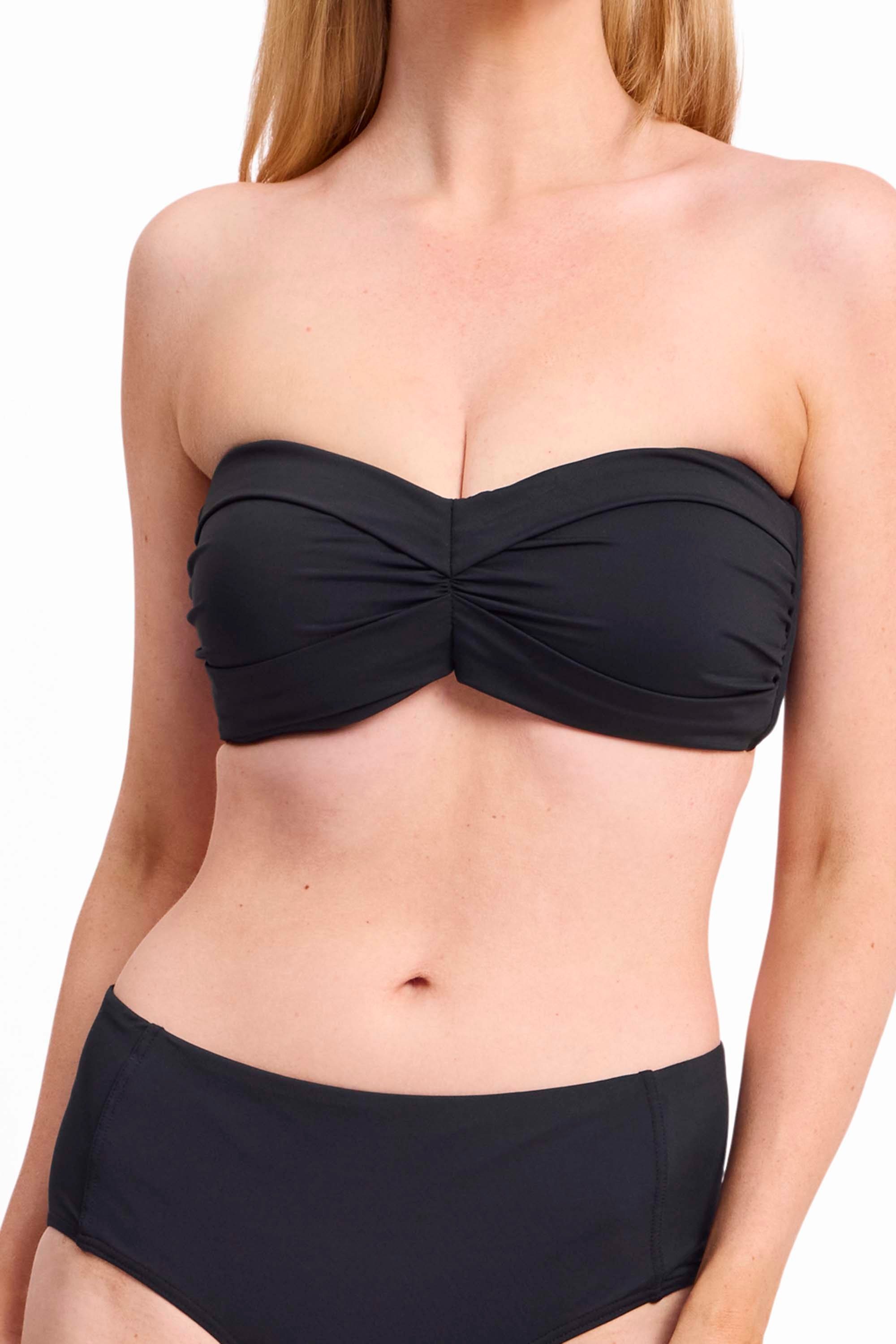 Basix D-DD Wrap Bandeau Bikini Top-Black