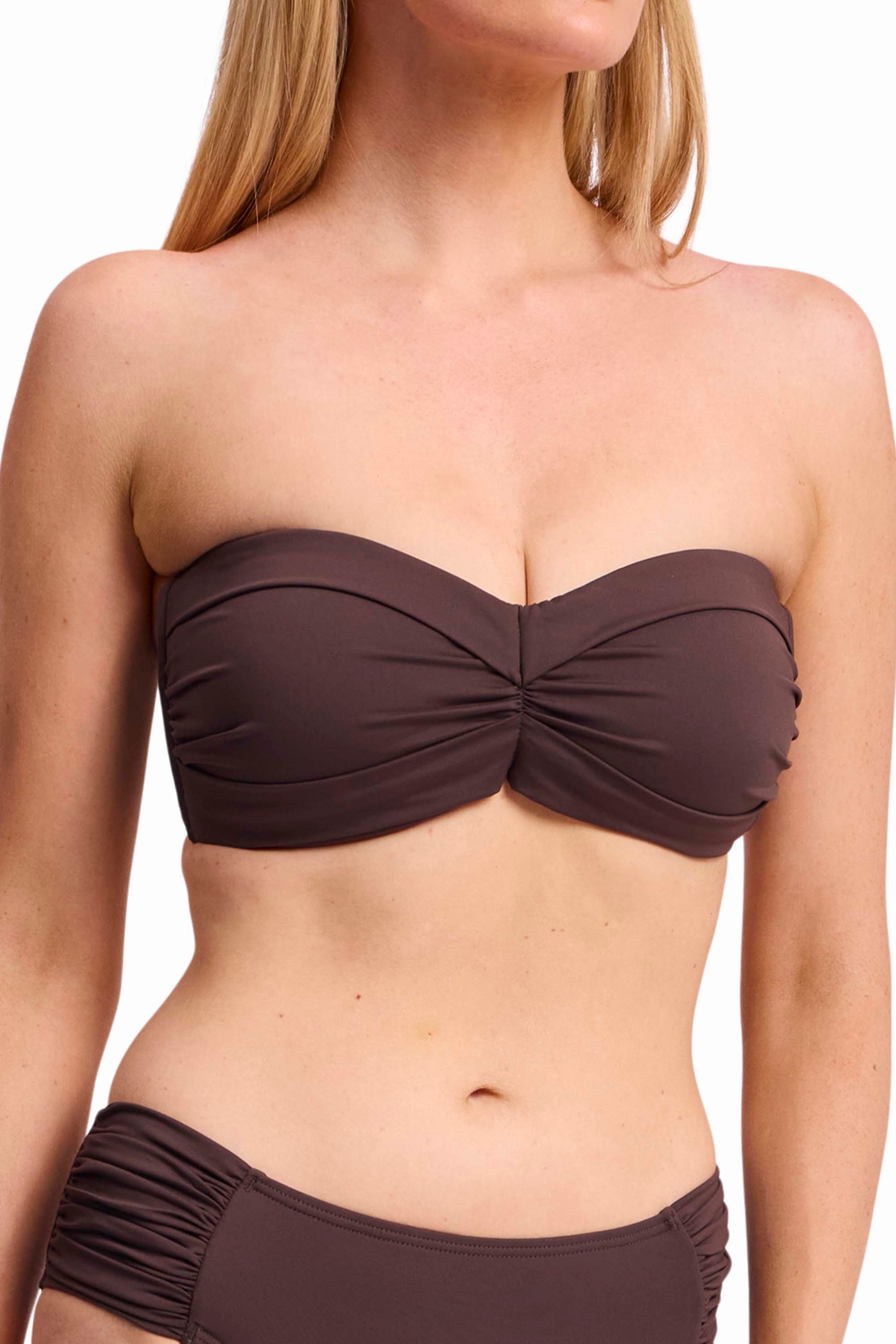 Basix D-DD Wrap Bandeau Bikini Top-Coco