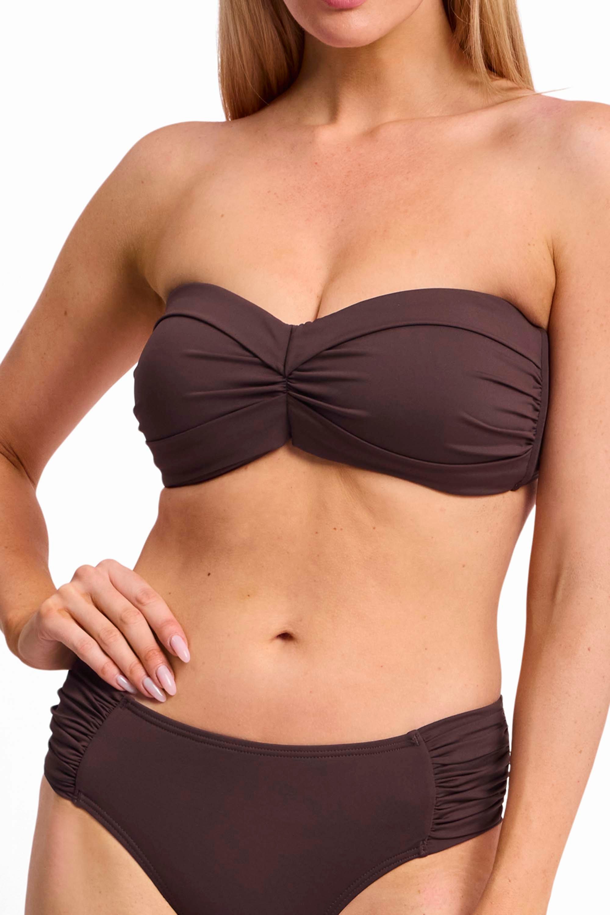 Basix D-DD Wrap Bandeau Bikini Top-Coco