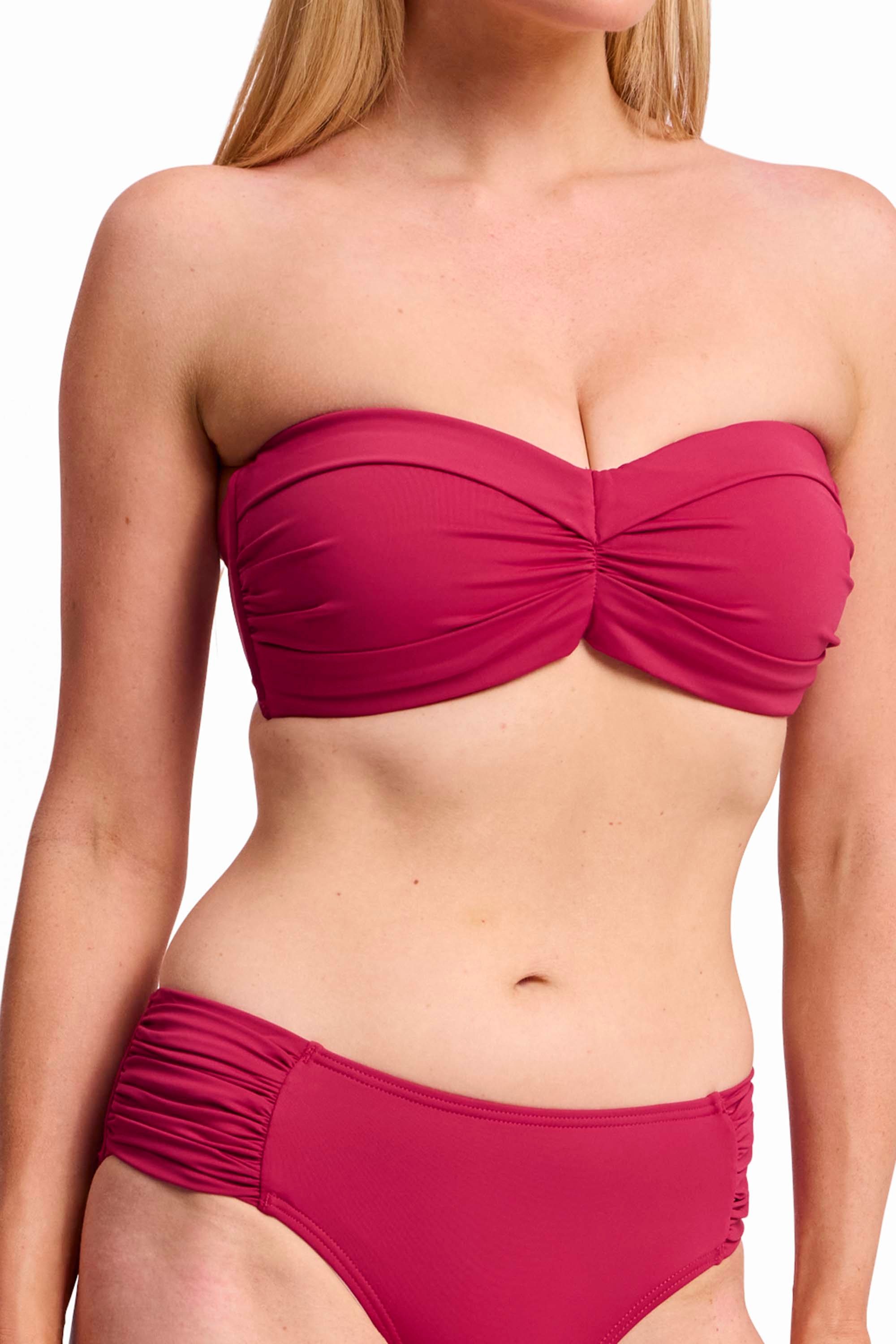 Basix D-DD Wrap Bandeau Bikini Top-Sangria