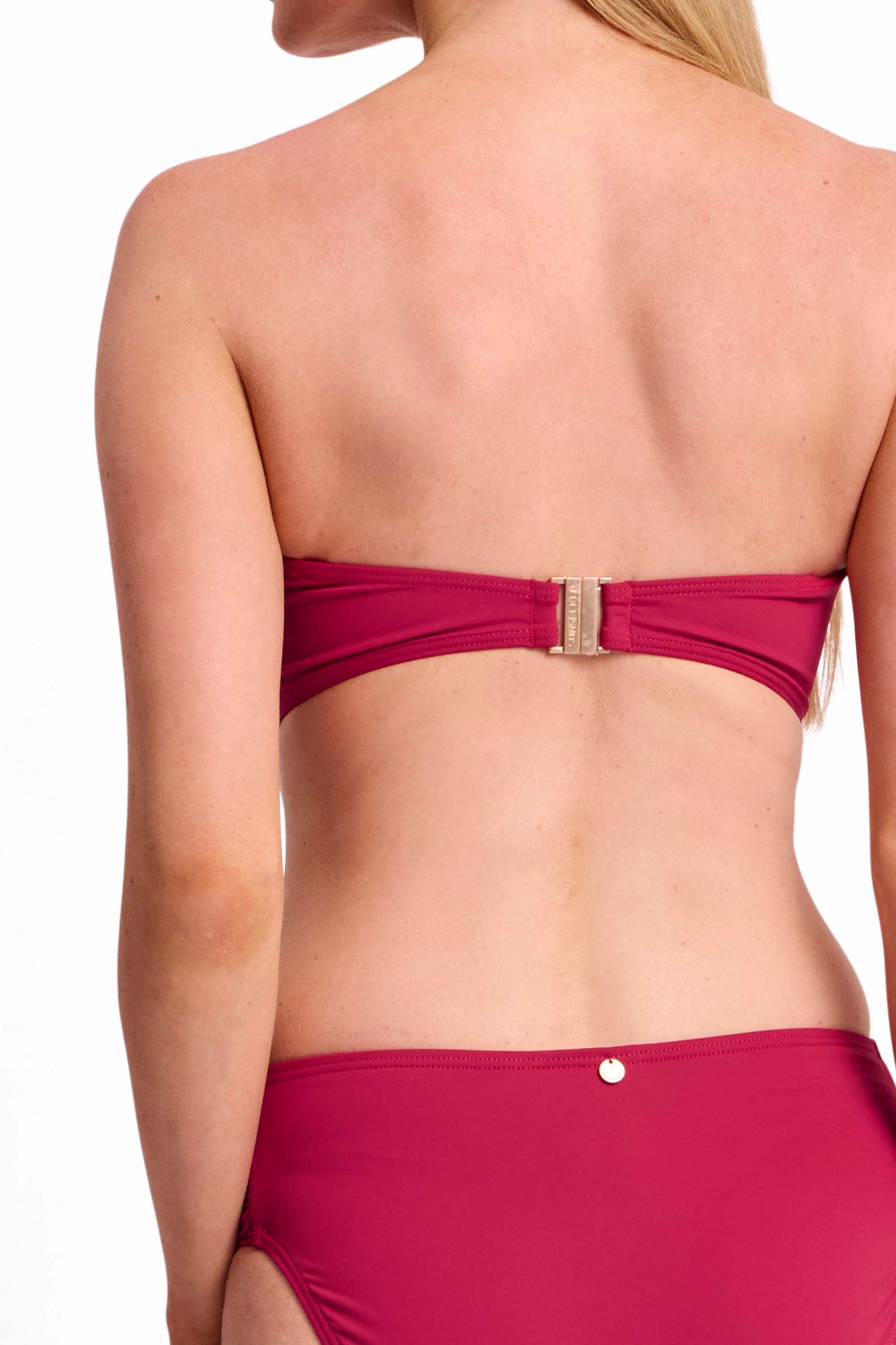 Basix D-DD Wrap Bandeau Bikini Top-Sangria