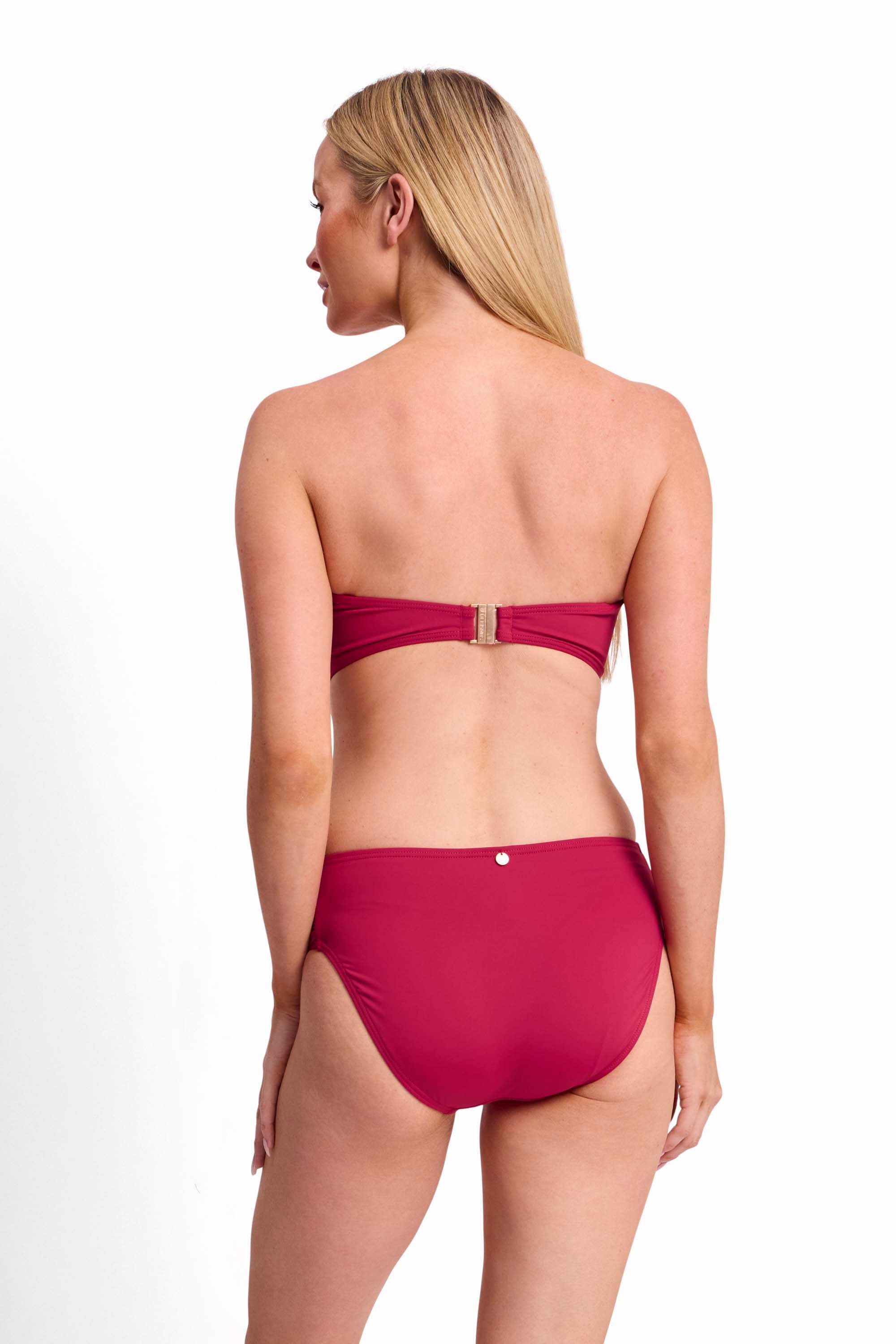 Basix D-DD Wrap Bandeau Bikini Top-Sangria