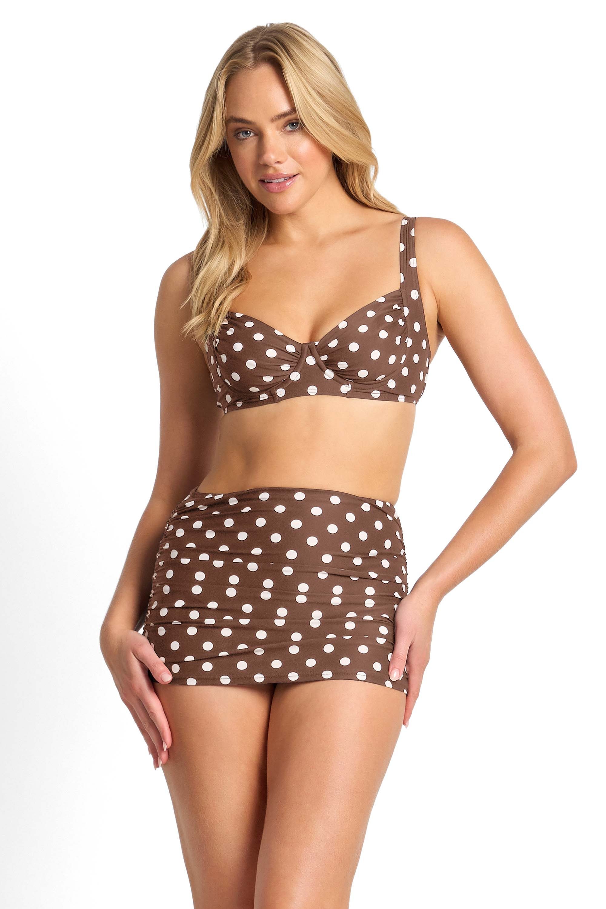 Seoul C-D Ruched Underwire Bra-Mocha