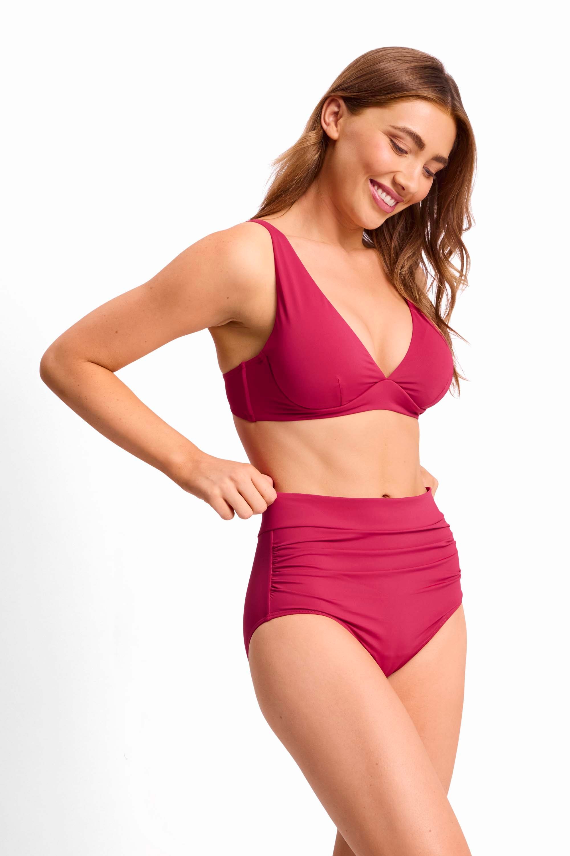 Basix DD-E Underwire Tri Bikini Top-Sangria