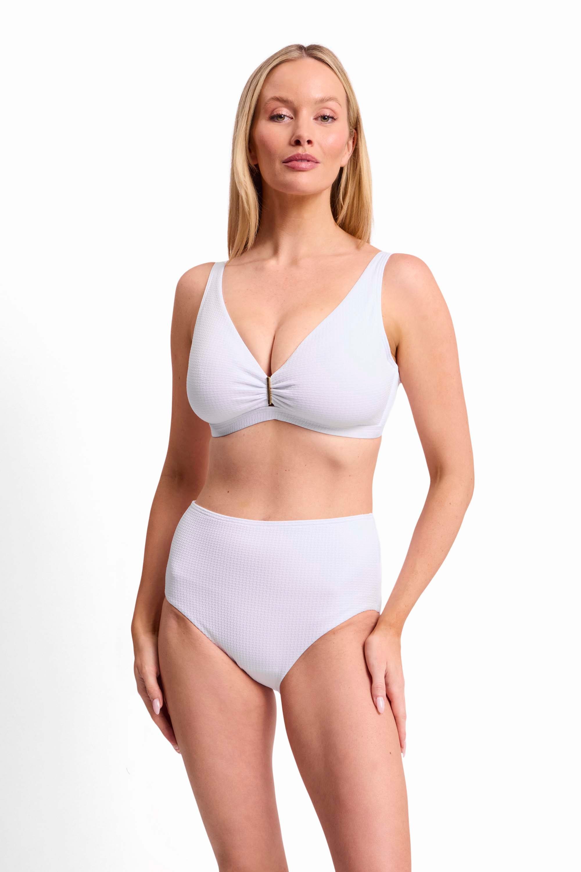 Pisces E-F Bar Bikini Top-White
