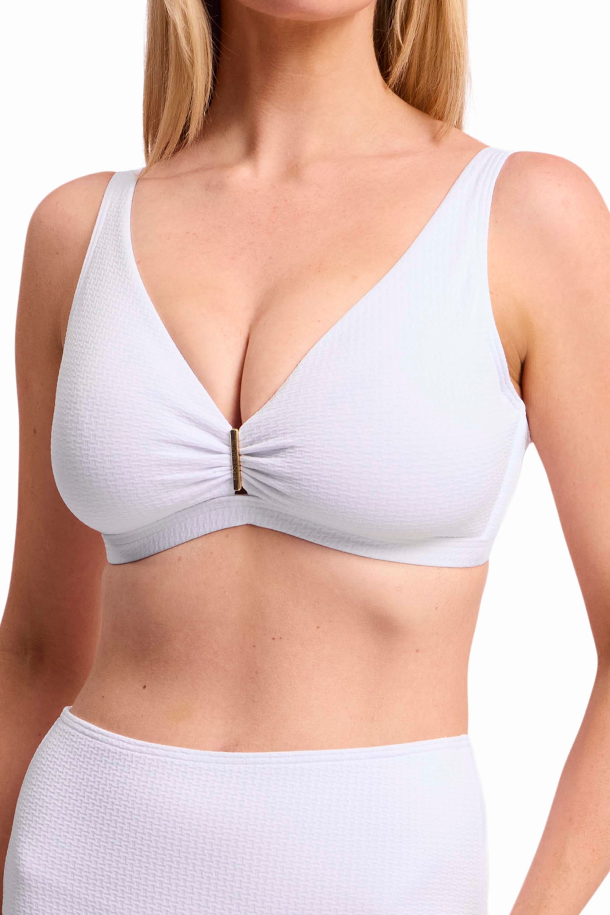 Pisces E-F Bar Bikini Top-White