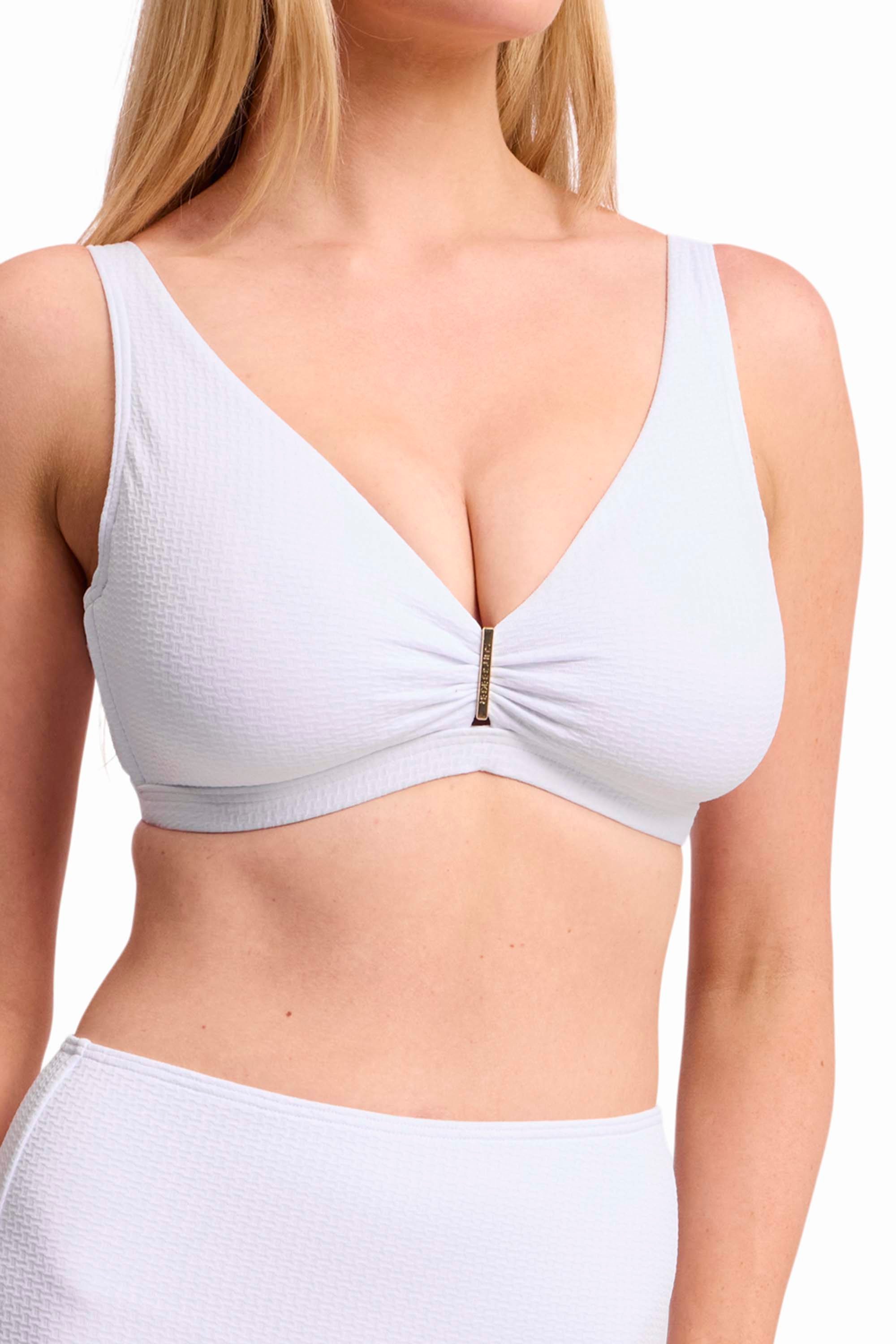 Pisces E-F Bar Bikini Top-White