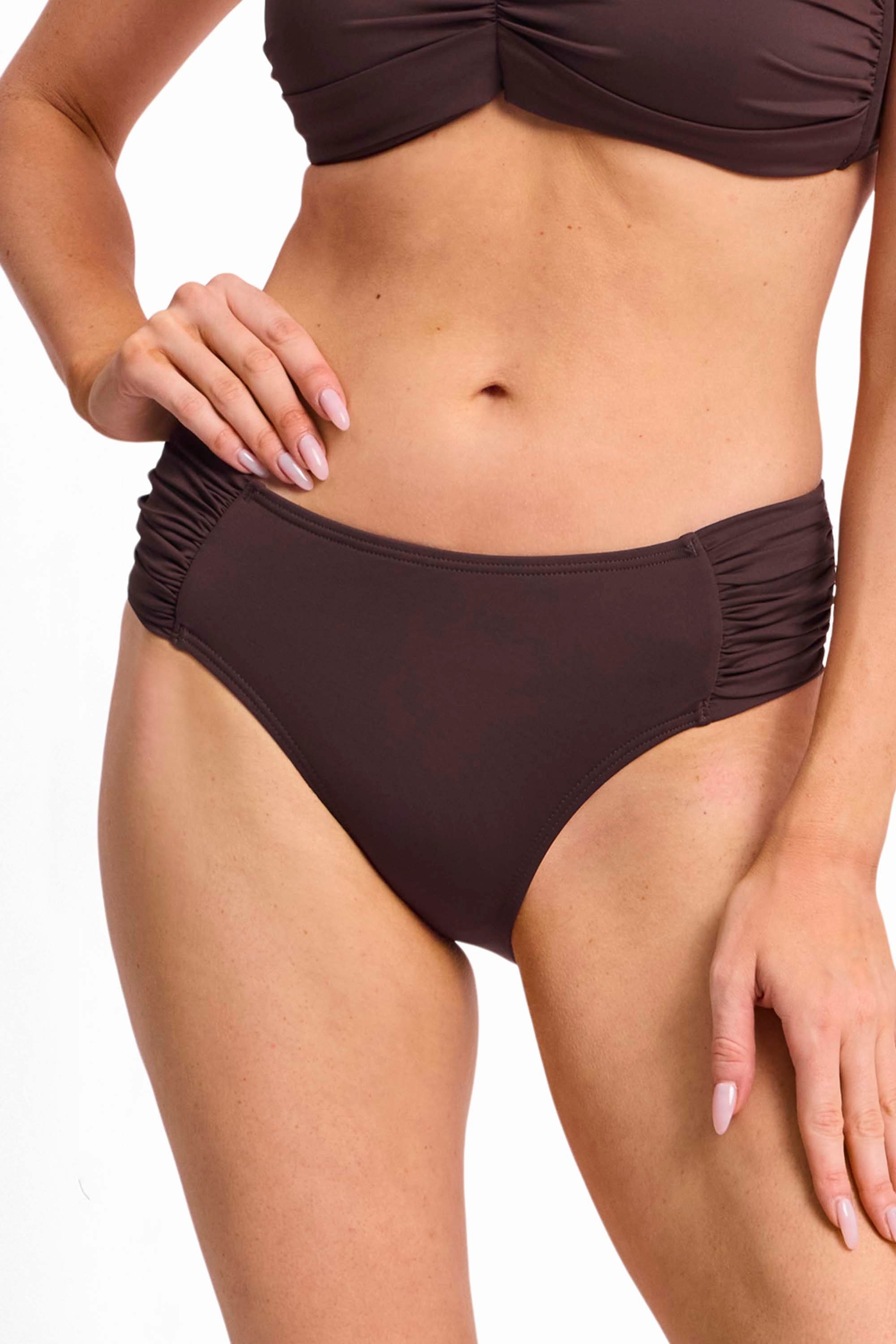 Basix Gathered Mid Rise Pant-Coco