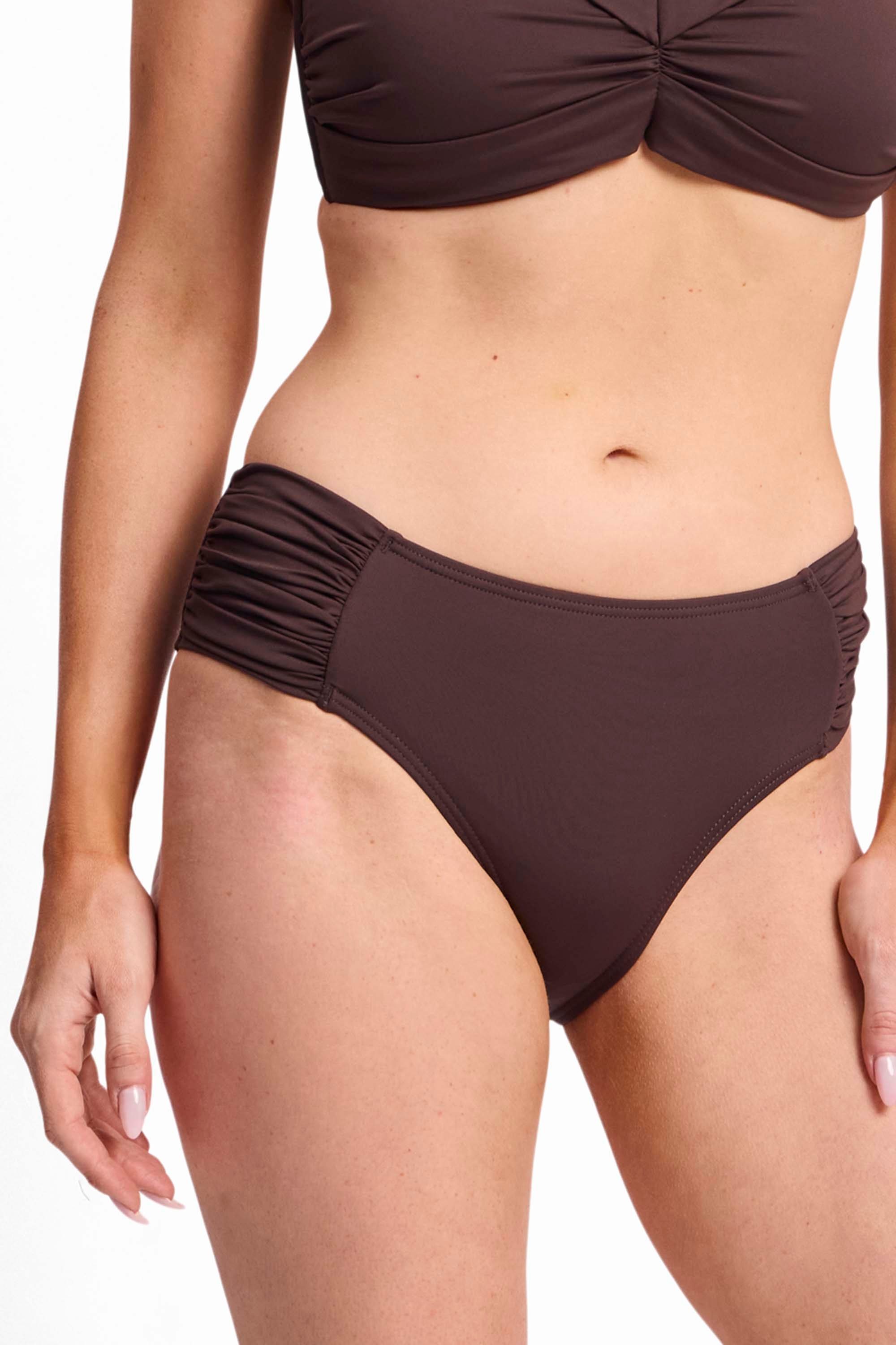 Basix Gathered Mid Rise Pant-Coco