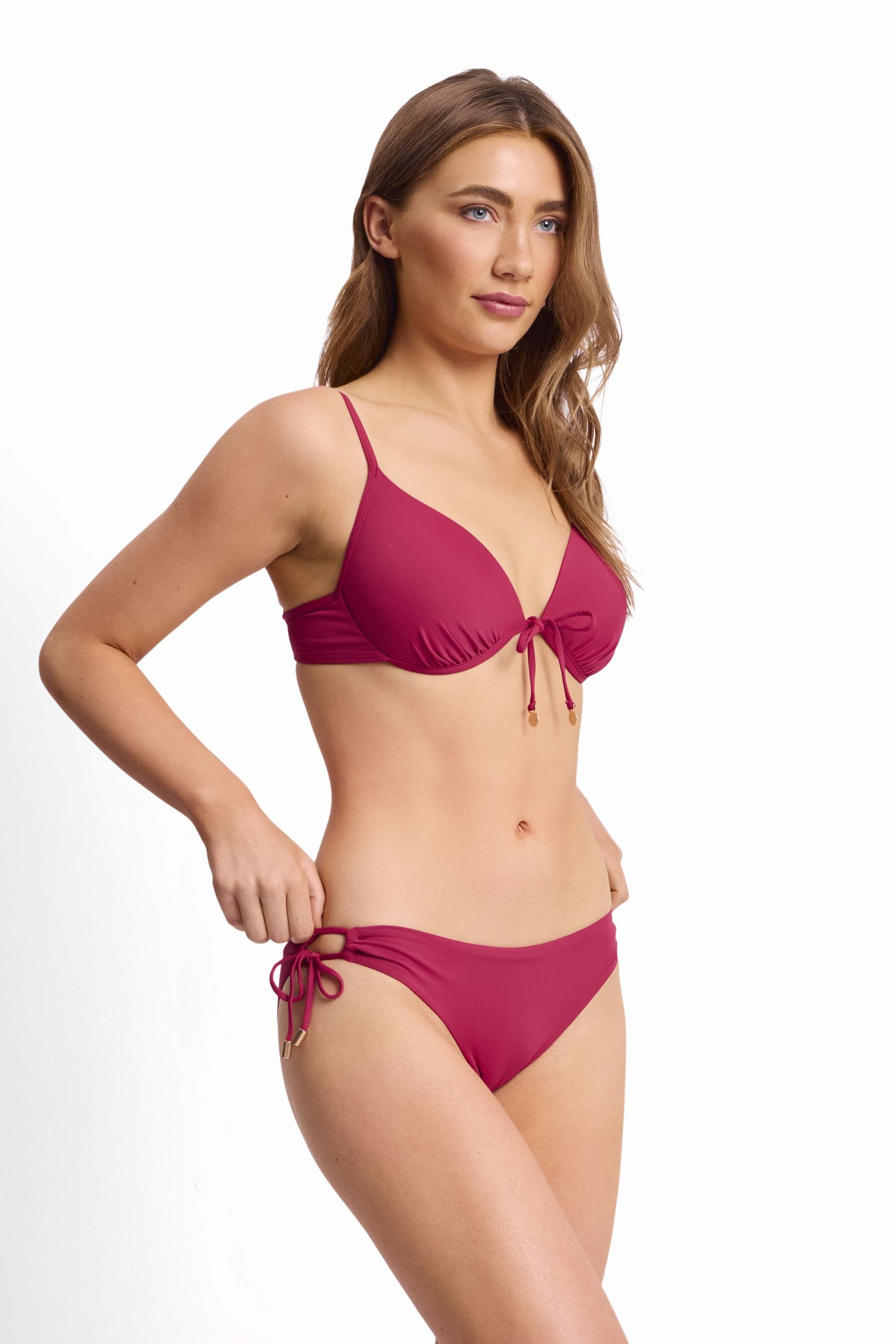 Basix Tie Side Pant-Sangria