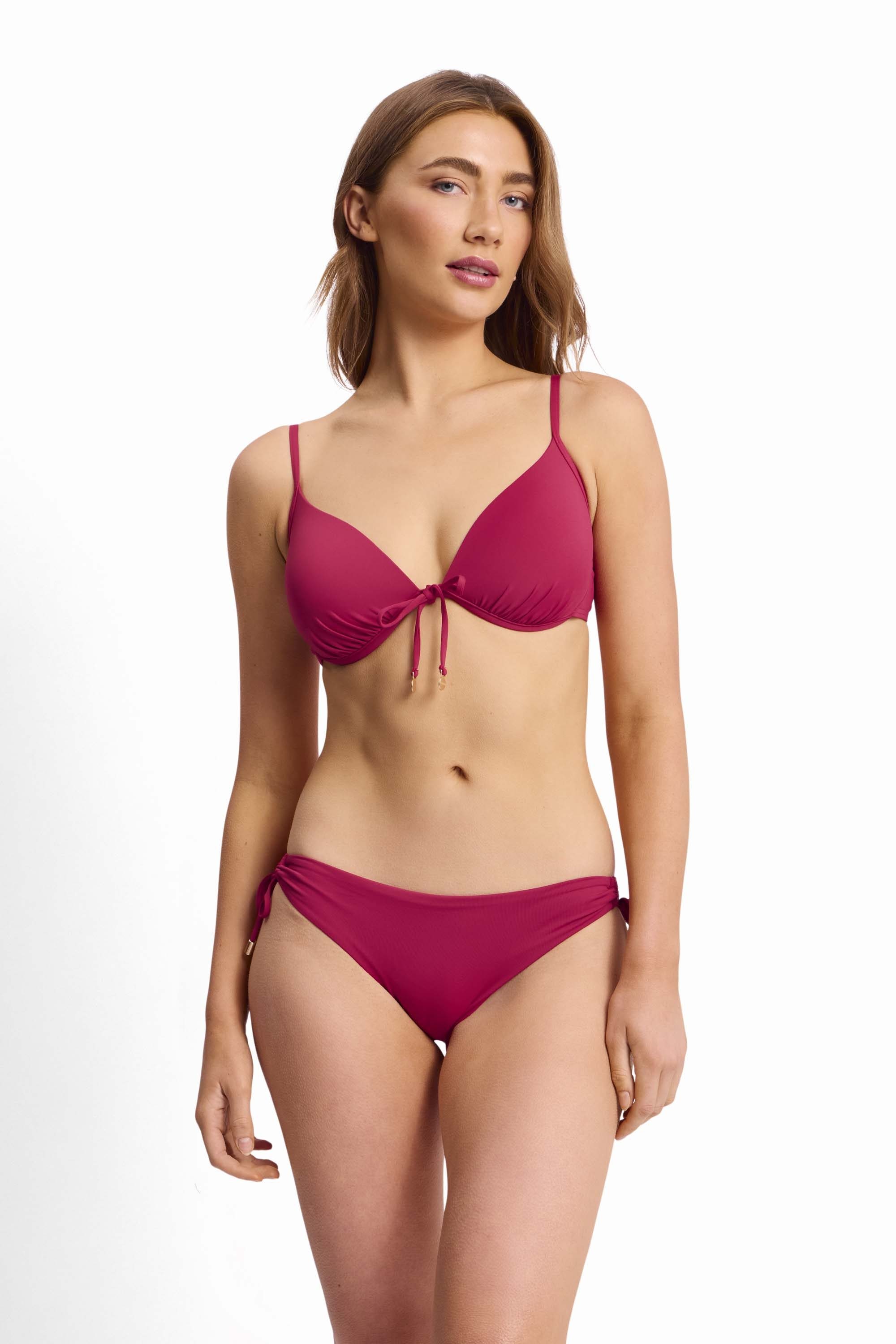 Basix Tie Side Pant-Sangria