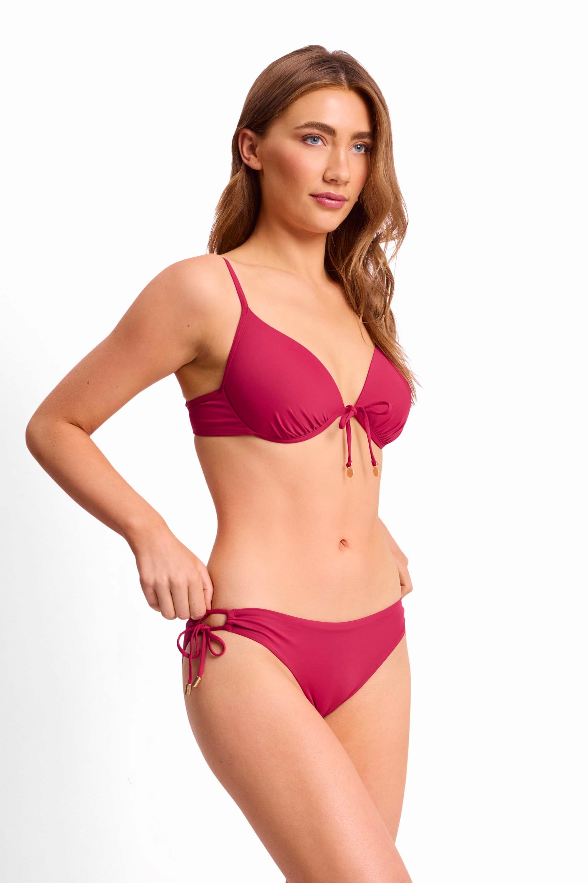 Basix Tie Side Pant-Sangria