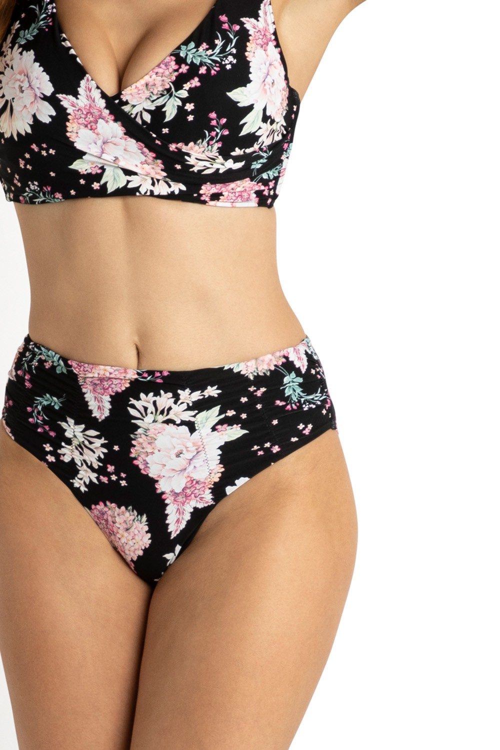 Notting Hill Ruched Mid Rise Pant-Black