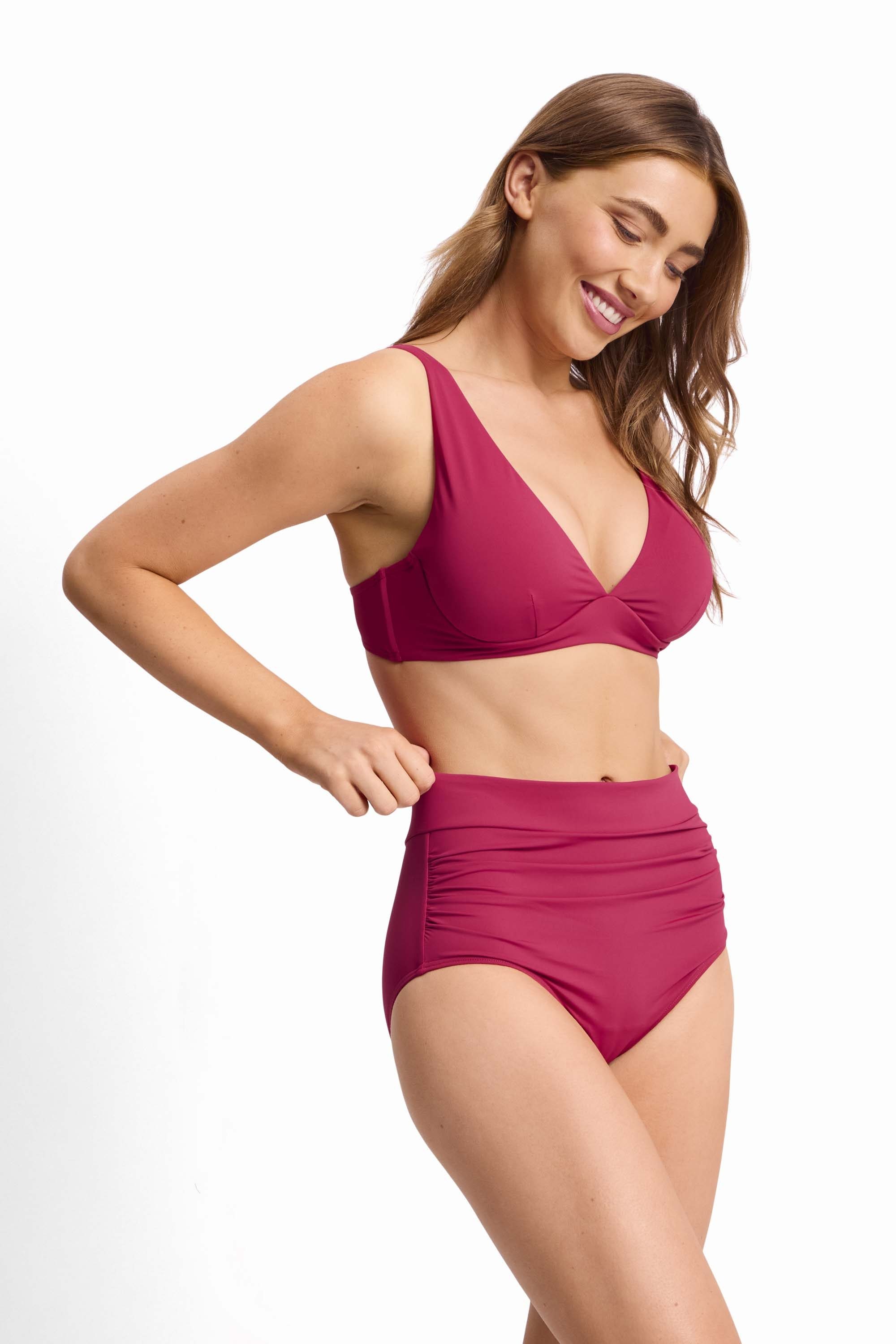 Basix Ruched Highwaist Pant-Sangria