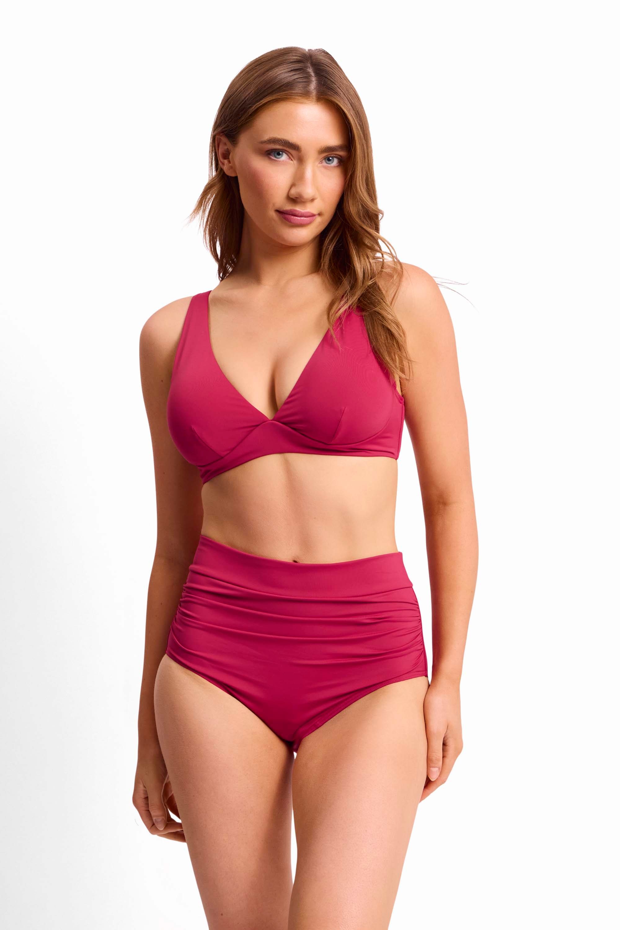 Basix Ruched Highwaist Pant-Sangria