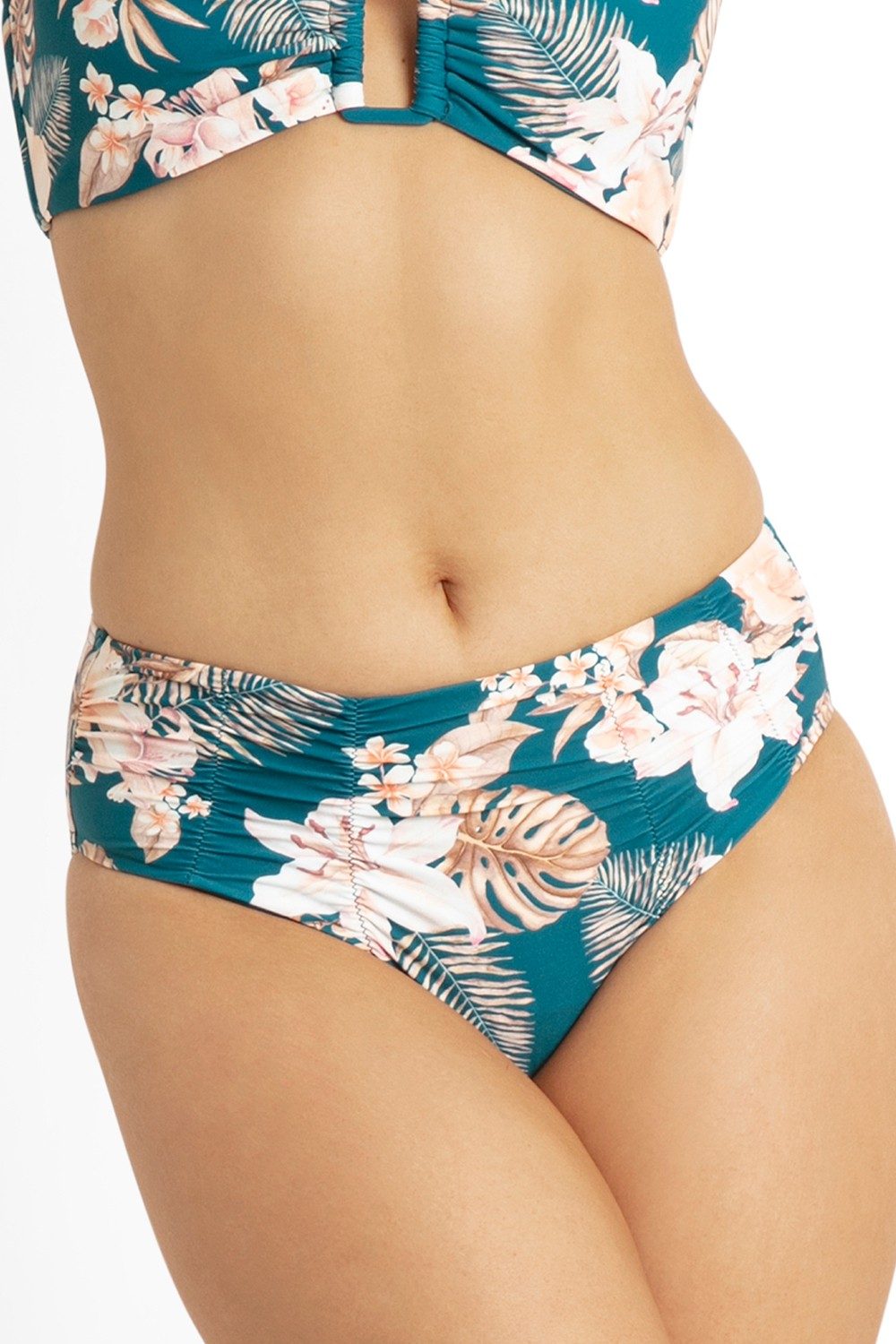 Luna Ruched Mid Rise Pant-Emerald