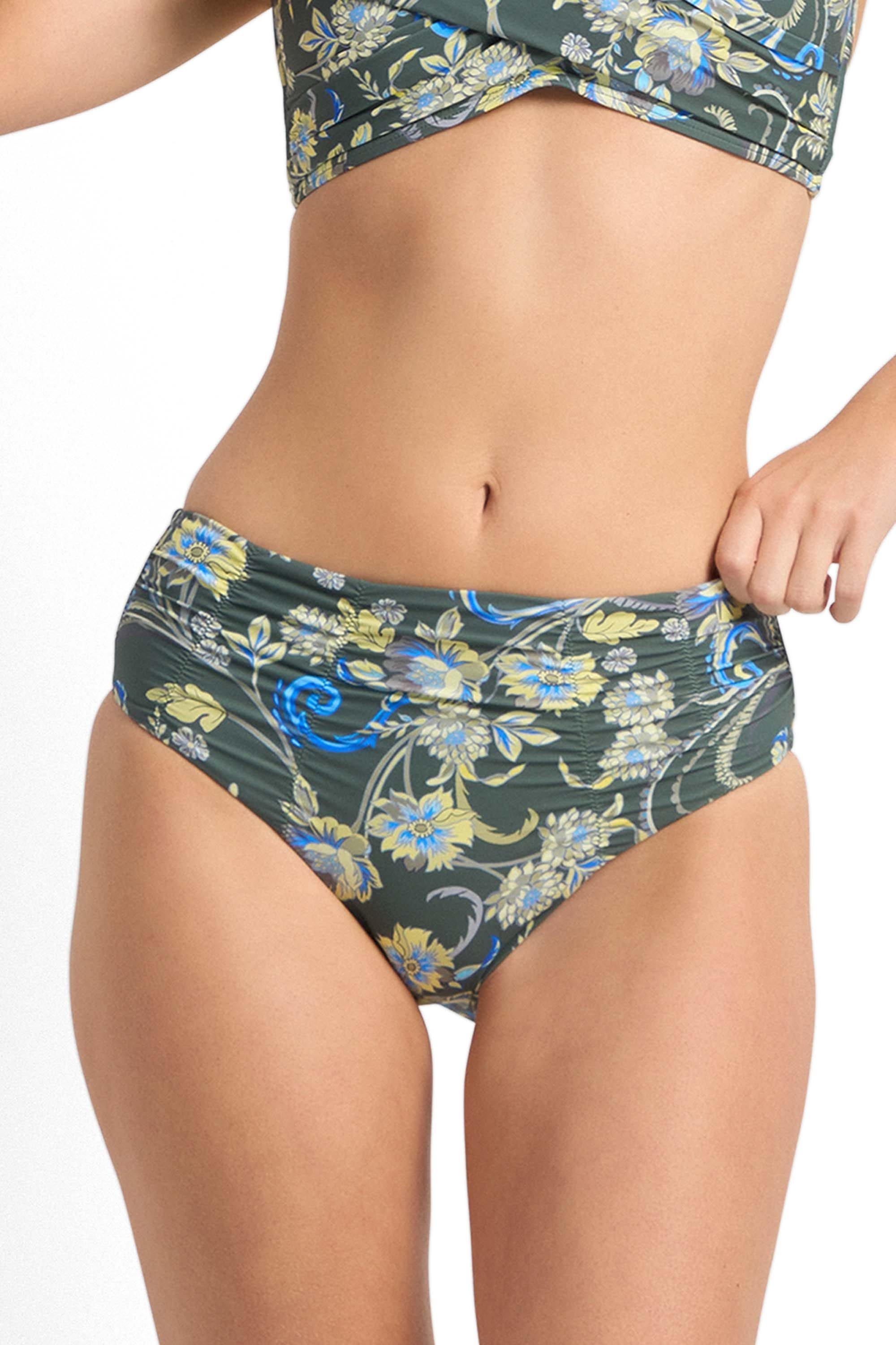 Sicily Ruched Mid Rise Pant-Seaweed