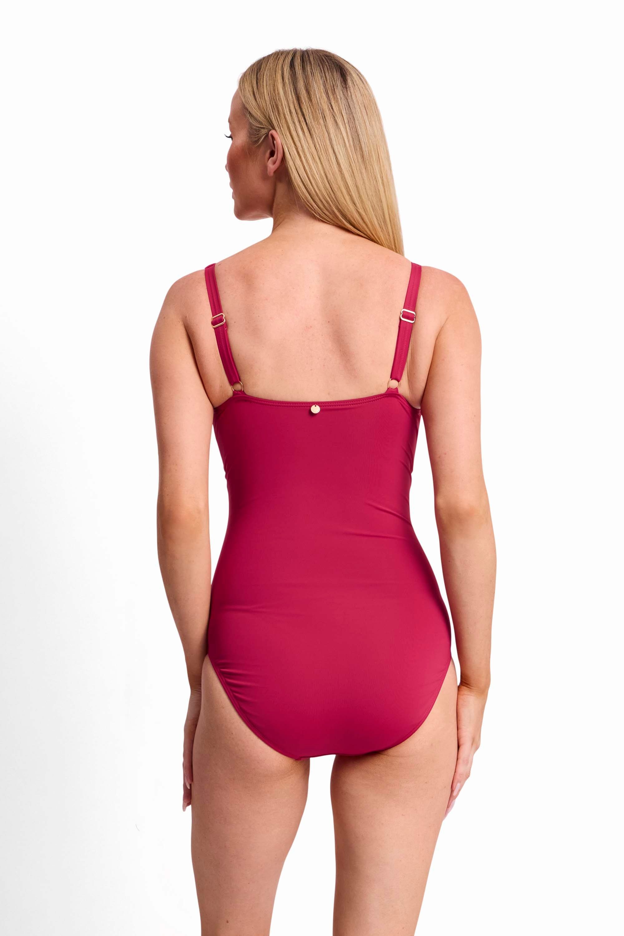 Basix DD-E Square Neck One Piece-Sangria