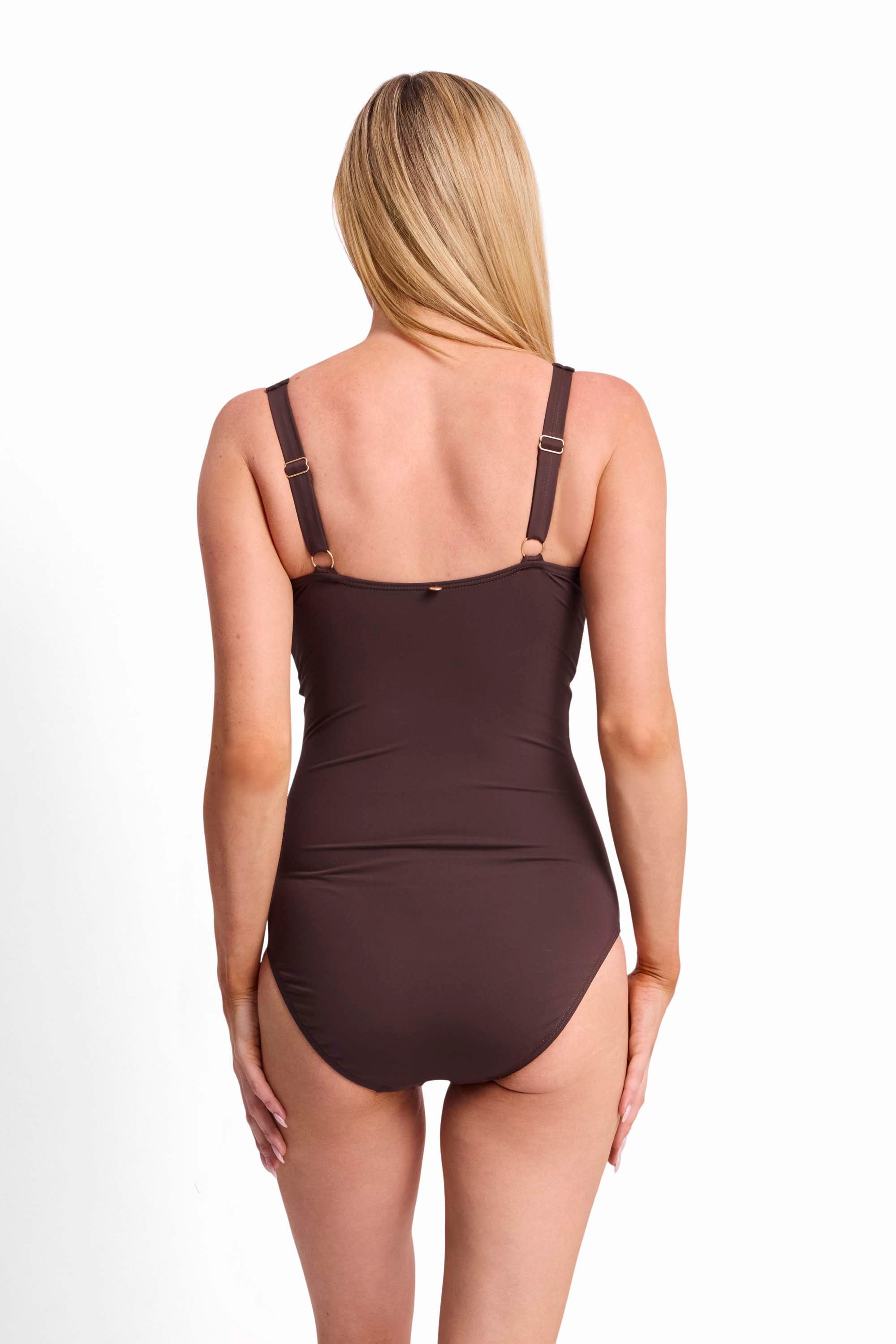 Basix F-G Ruched One Piece-Coco