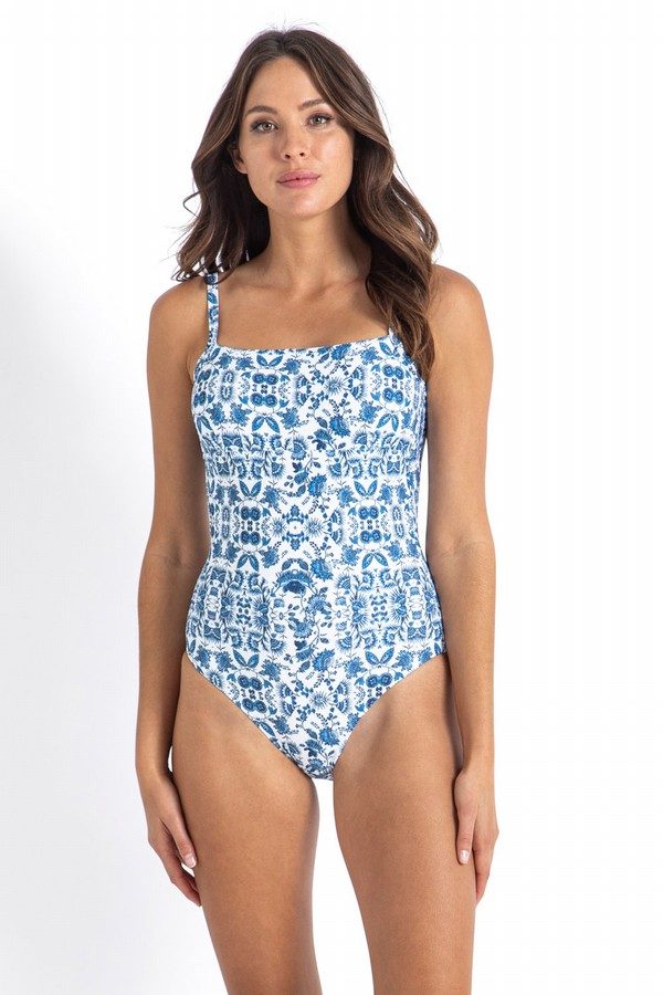 blue and white one piece