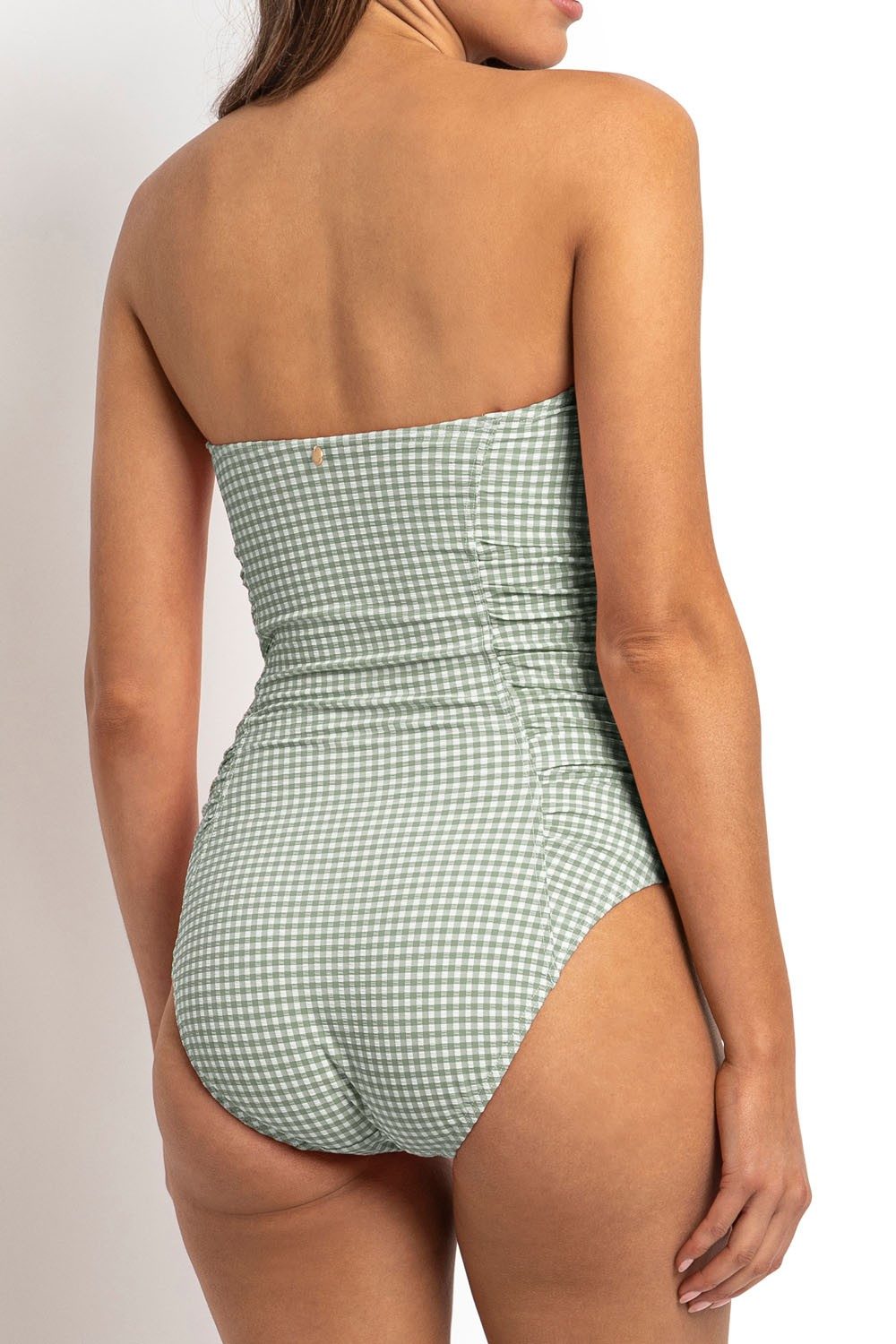 Gidget Ruched Bandeau One Piece-Sage