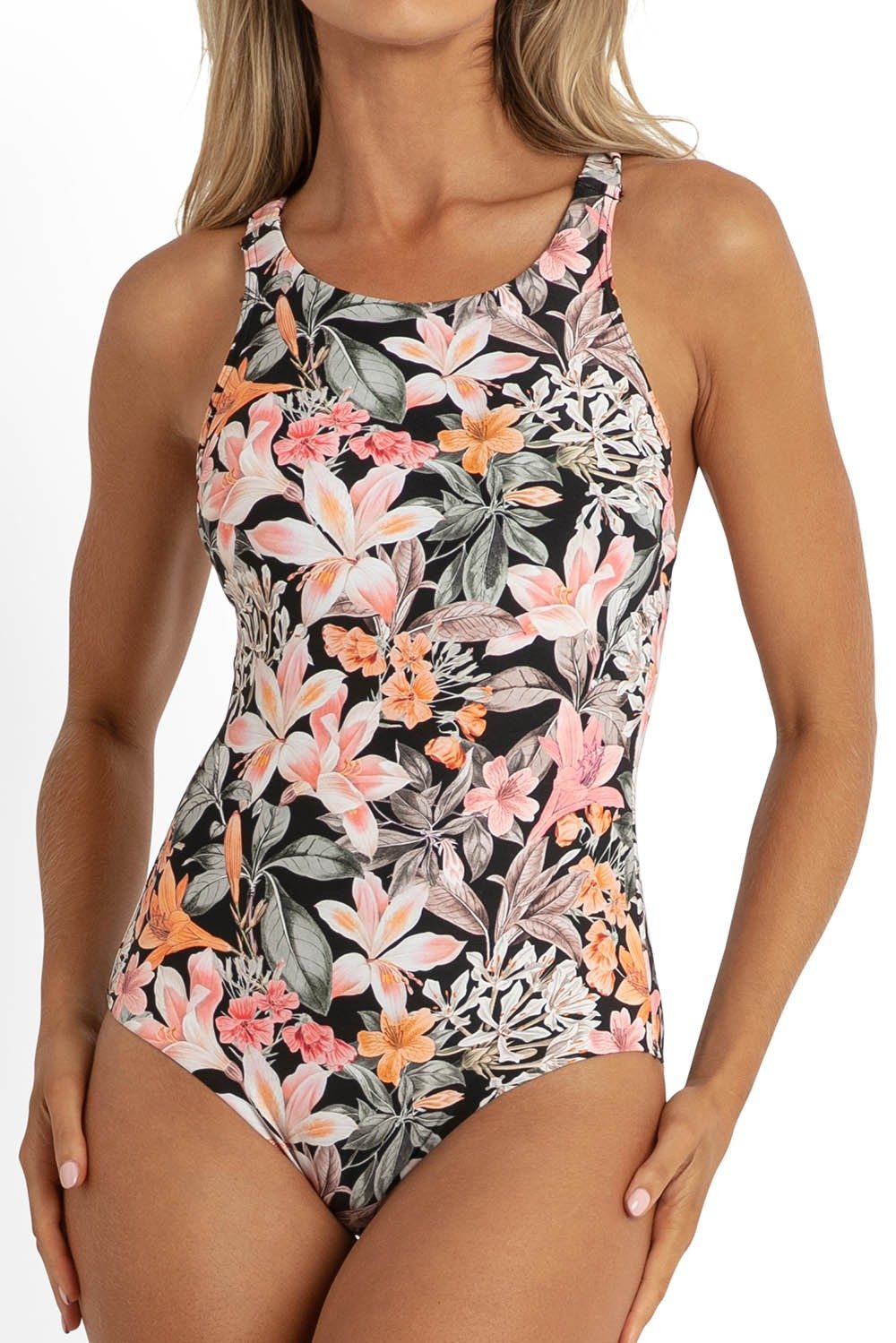 Rome Cross Back One Piece-Black