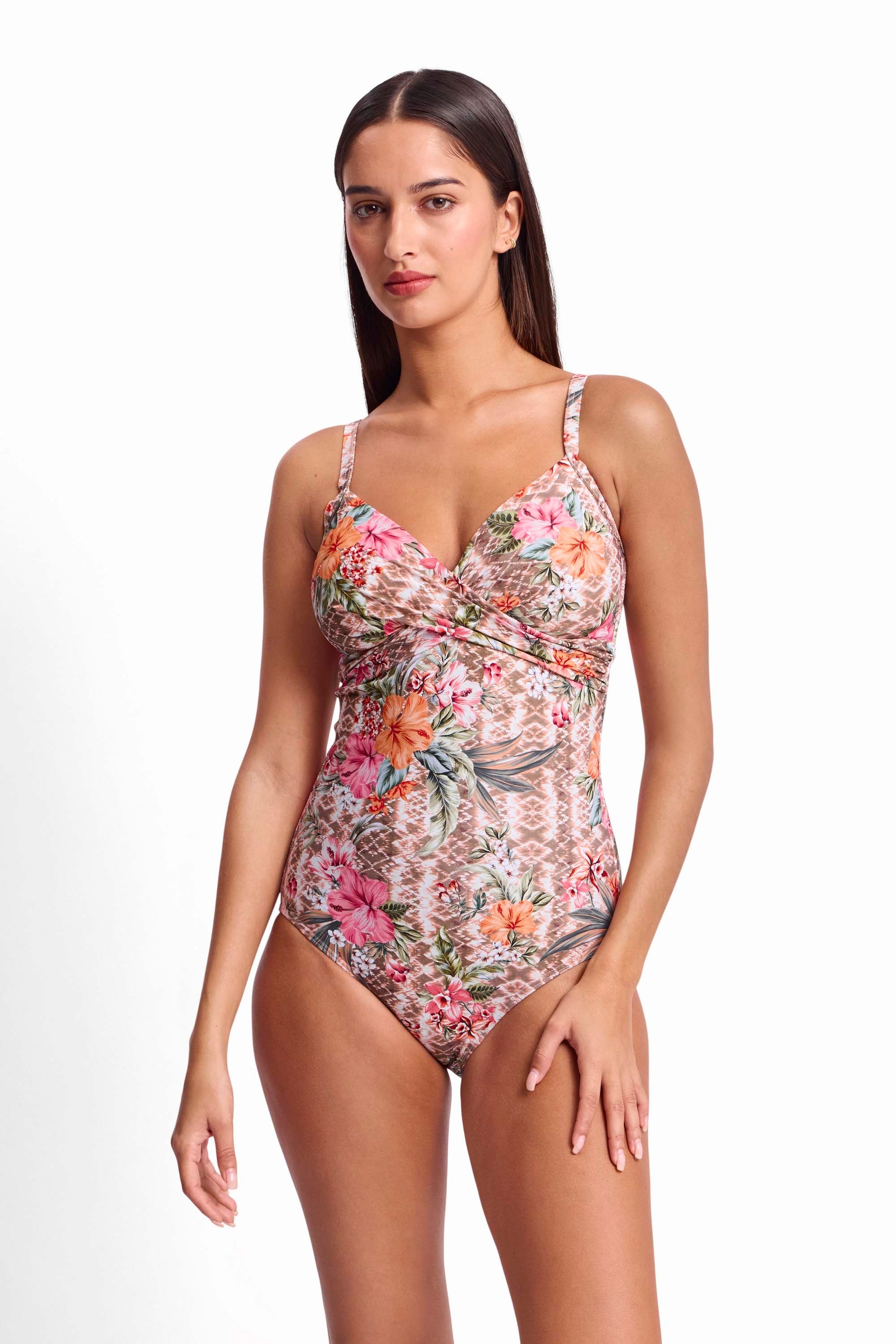 Mai Tai Twist Front One Piece-Mocha