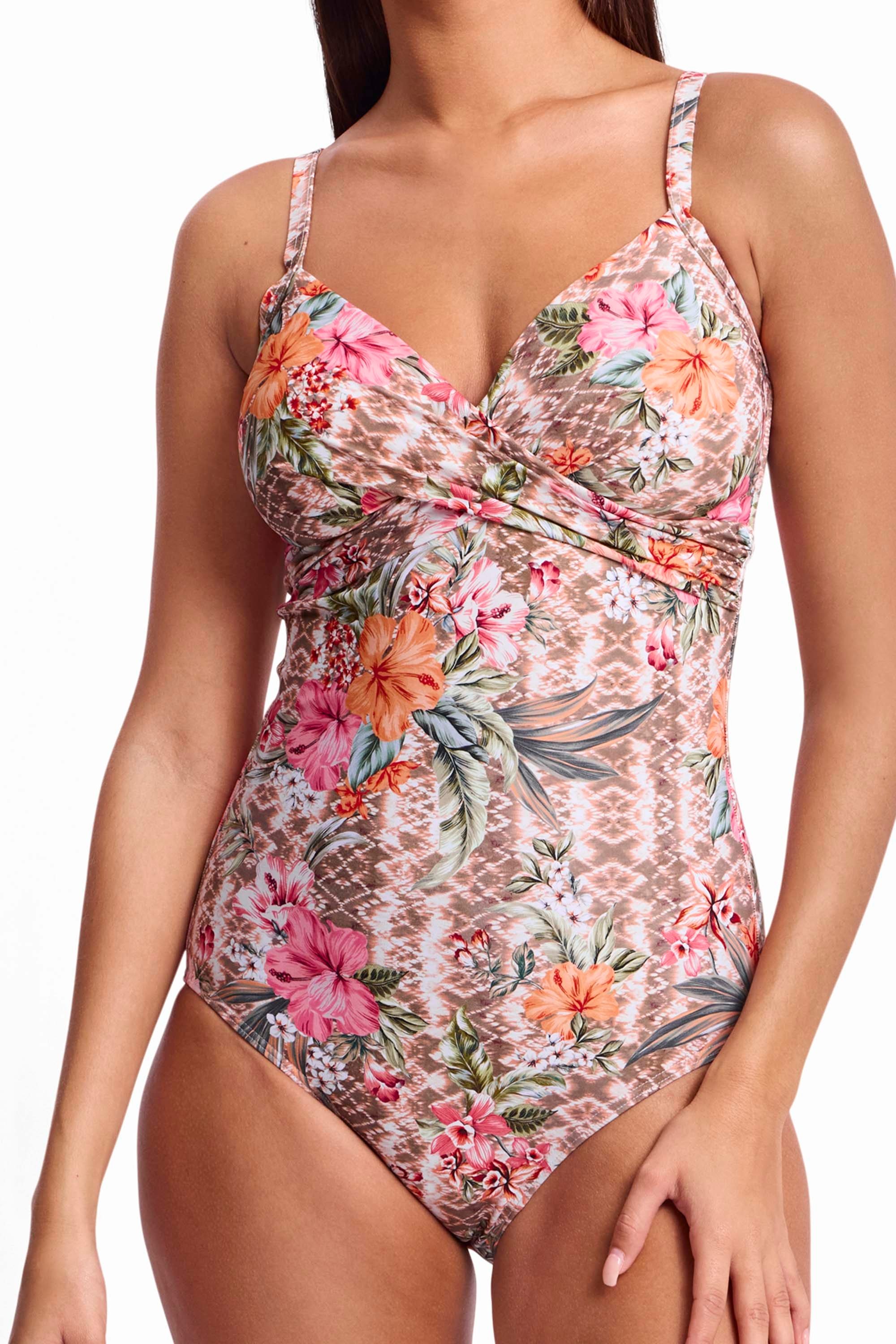 Mai Tai Twist Front One Piece-Mocha