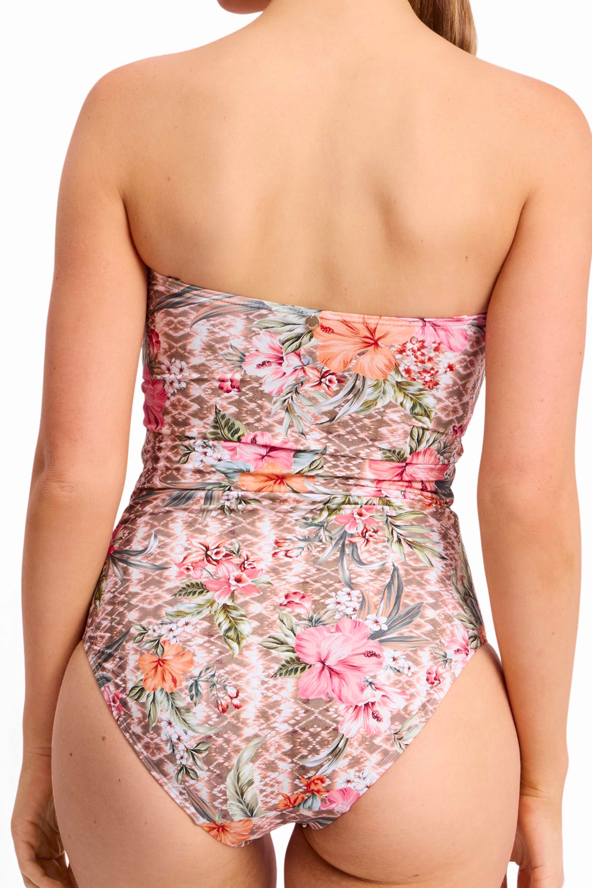Mai Tai D-DD Ruched Wrap Bandeau One Piece-Mocha
