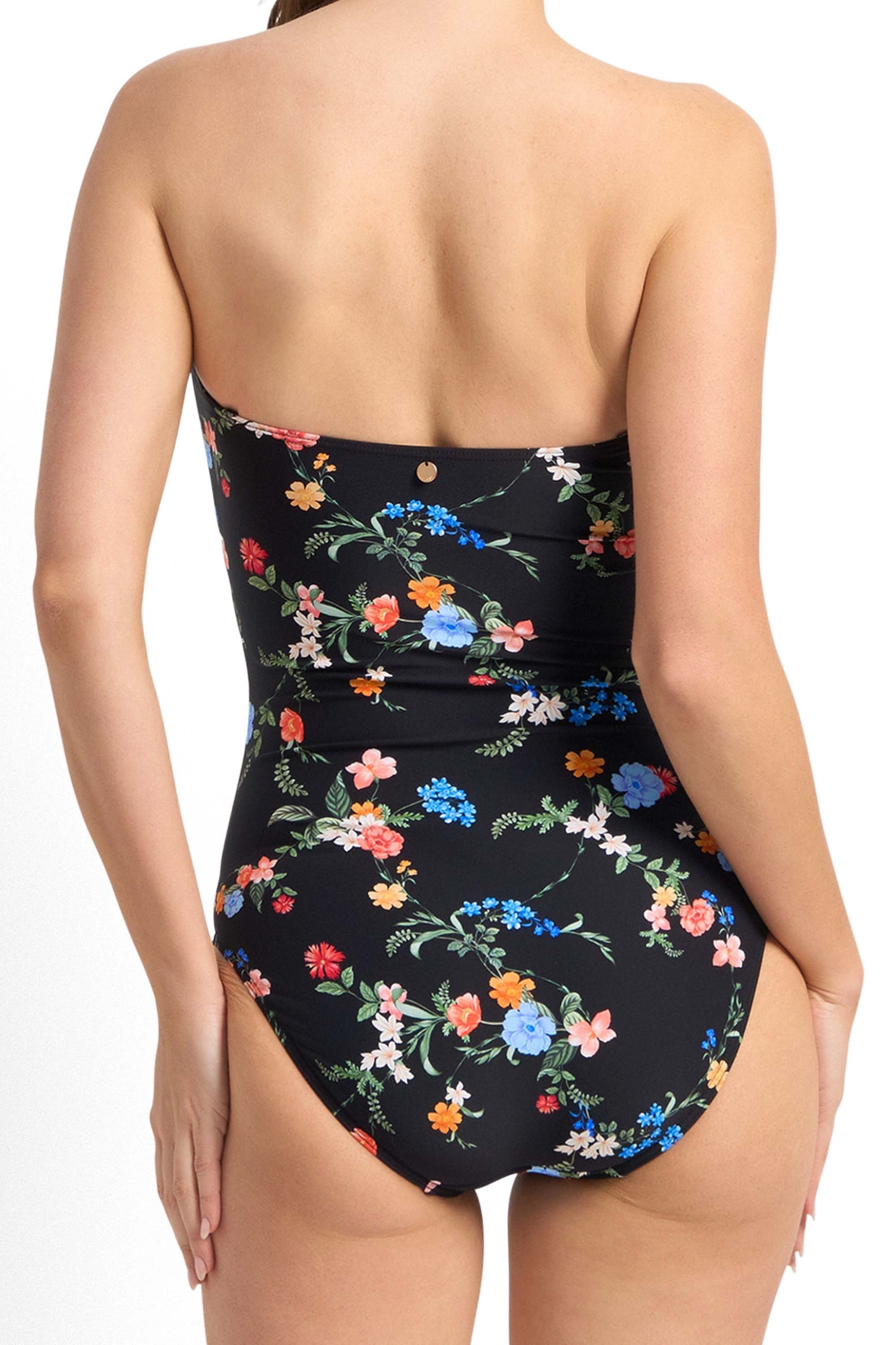 Japan Twist Ruched Bandeau One Piece-Black