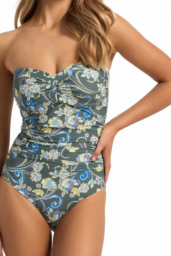 Sicily D-DD Ruched Wrap Bandeau One Piece Seaweed
